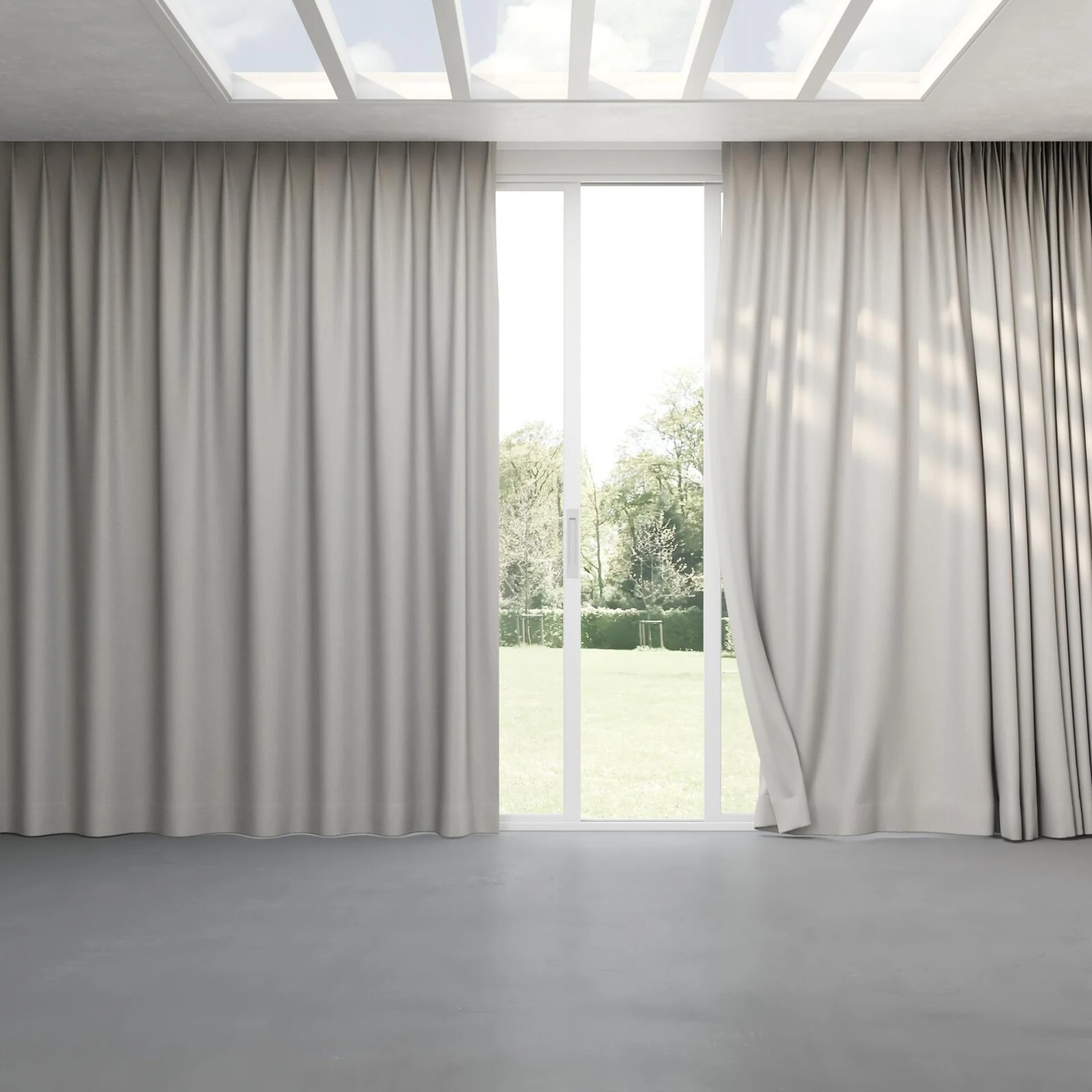 Full view of Re Delis Aluminium, pinch pleat