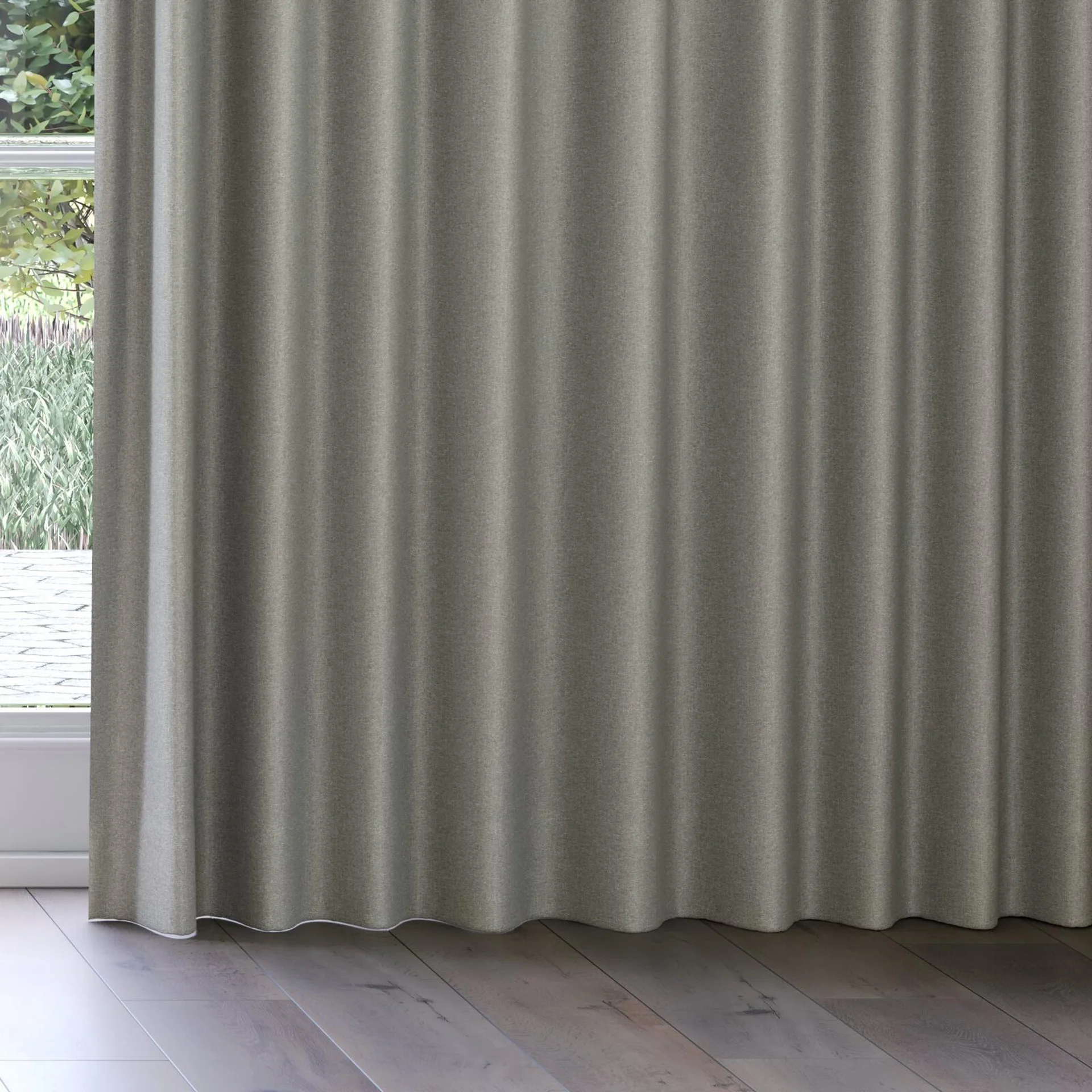 Bottom view of Jupiter Chinchilla, on curtain rail