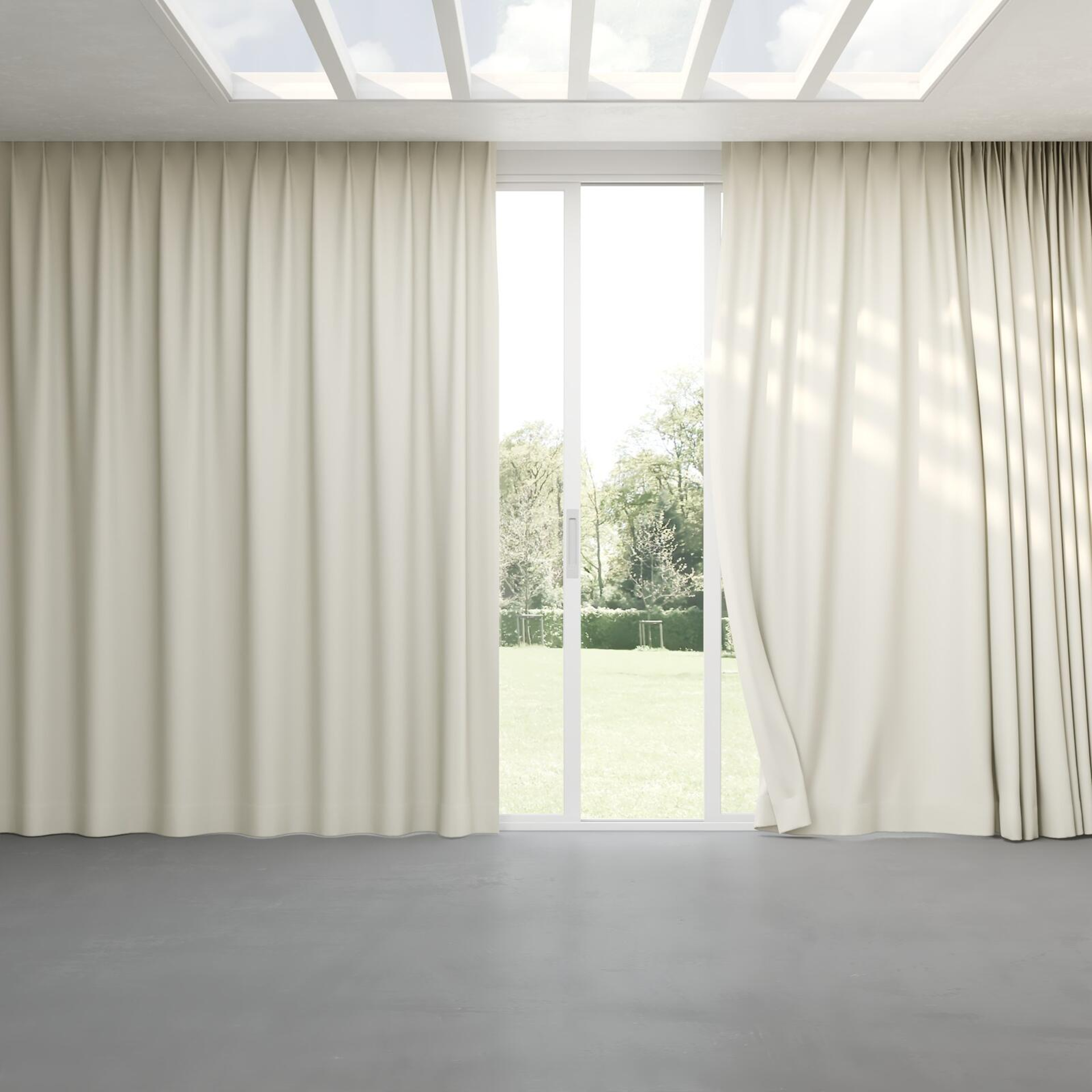 Full view of Blockbuster Nougat, pinch pleat