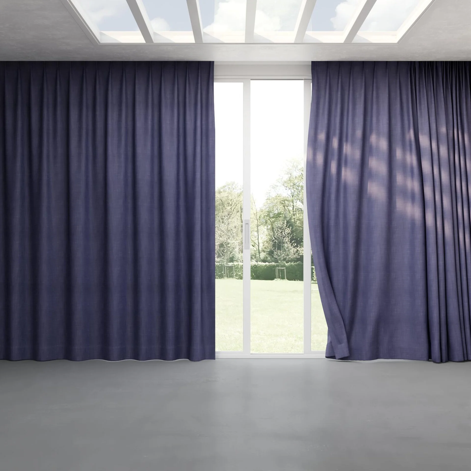 Full view of Loci Dim Out Denim, pinch pleat