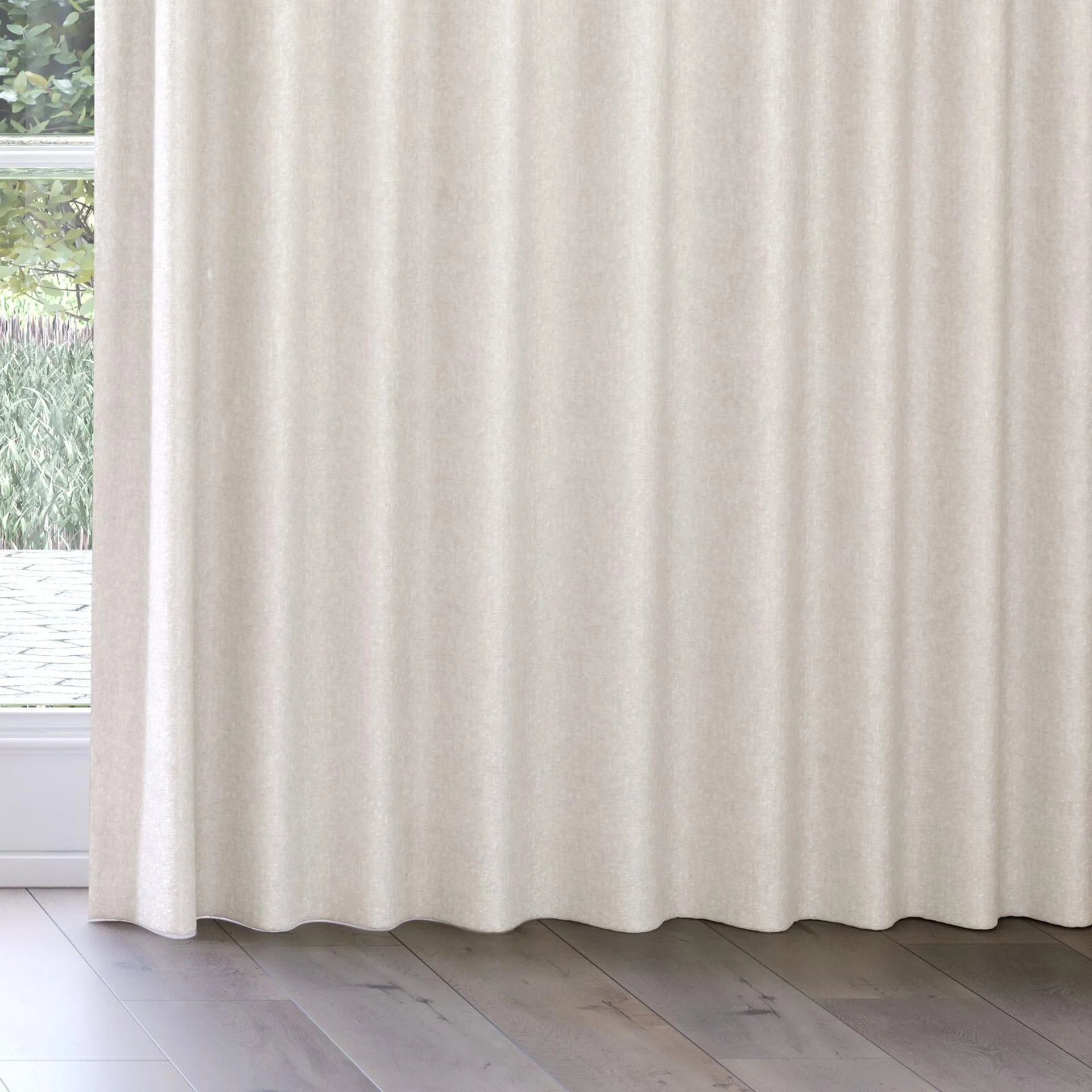 Bottom view of Monsieur Marshmallow, on curtain rail