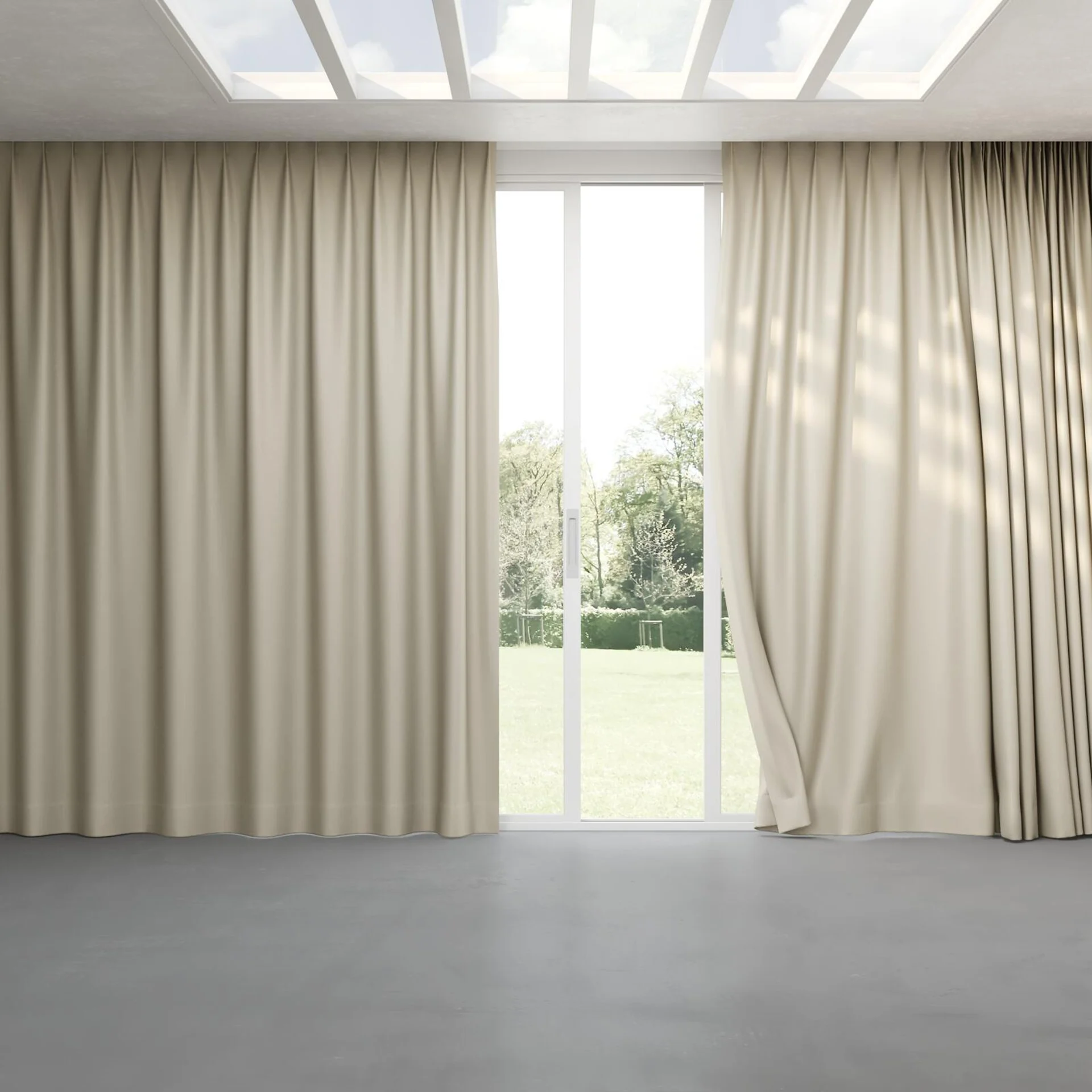 Full view of Soho Concrete, pinch pleat