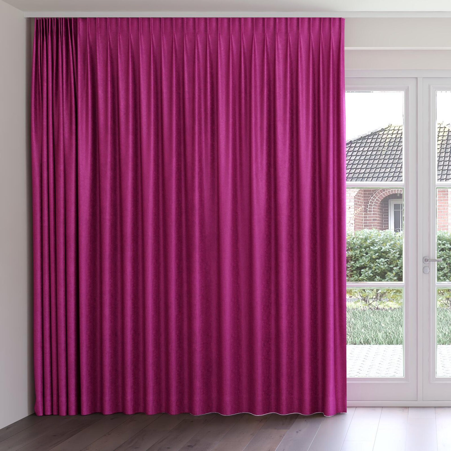Front view of Hug Fuschia, on curtain rail