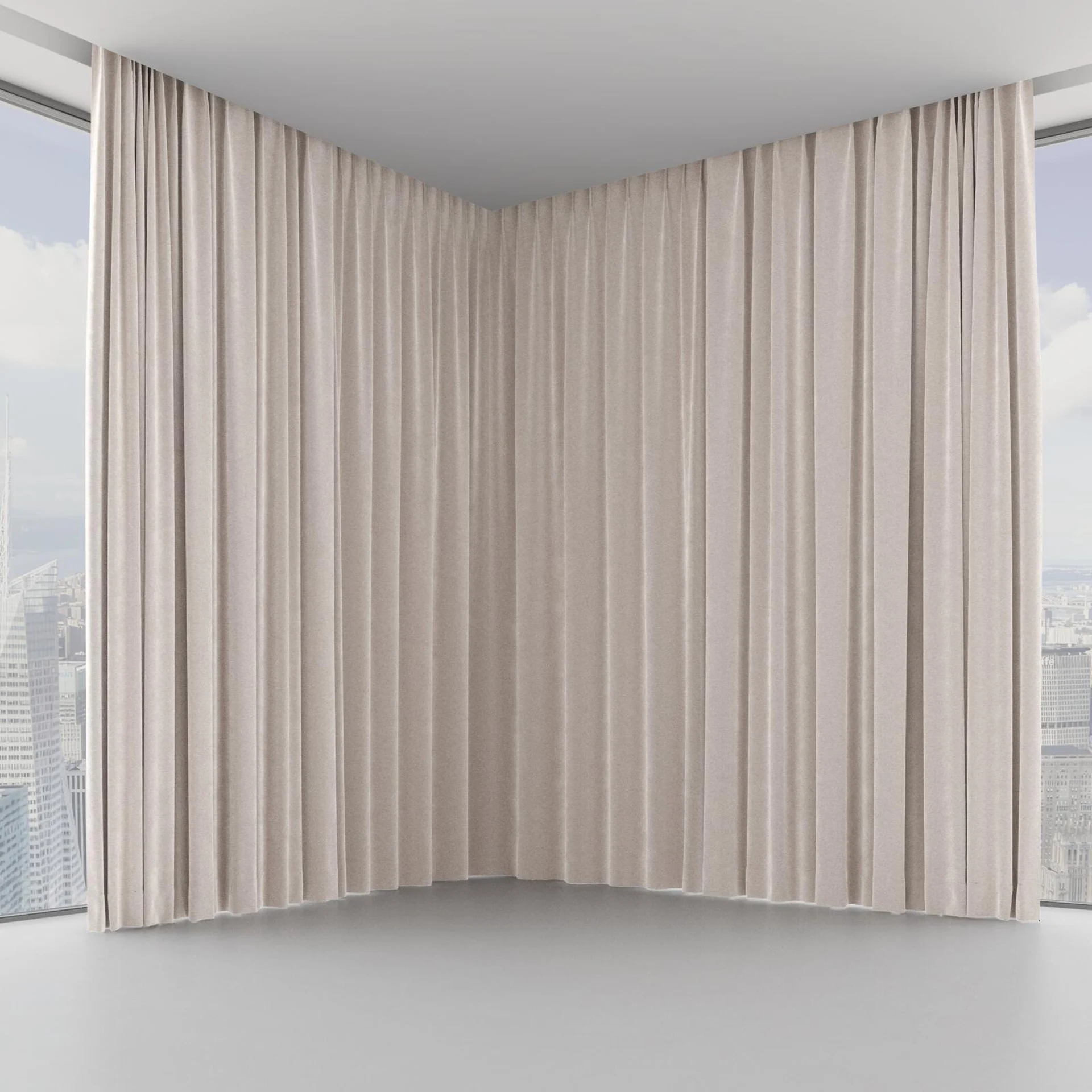 Front view of Geneva Taupe, on hidden rail