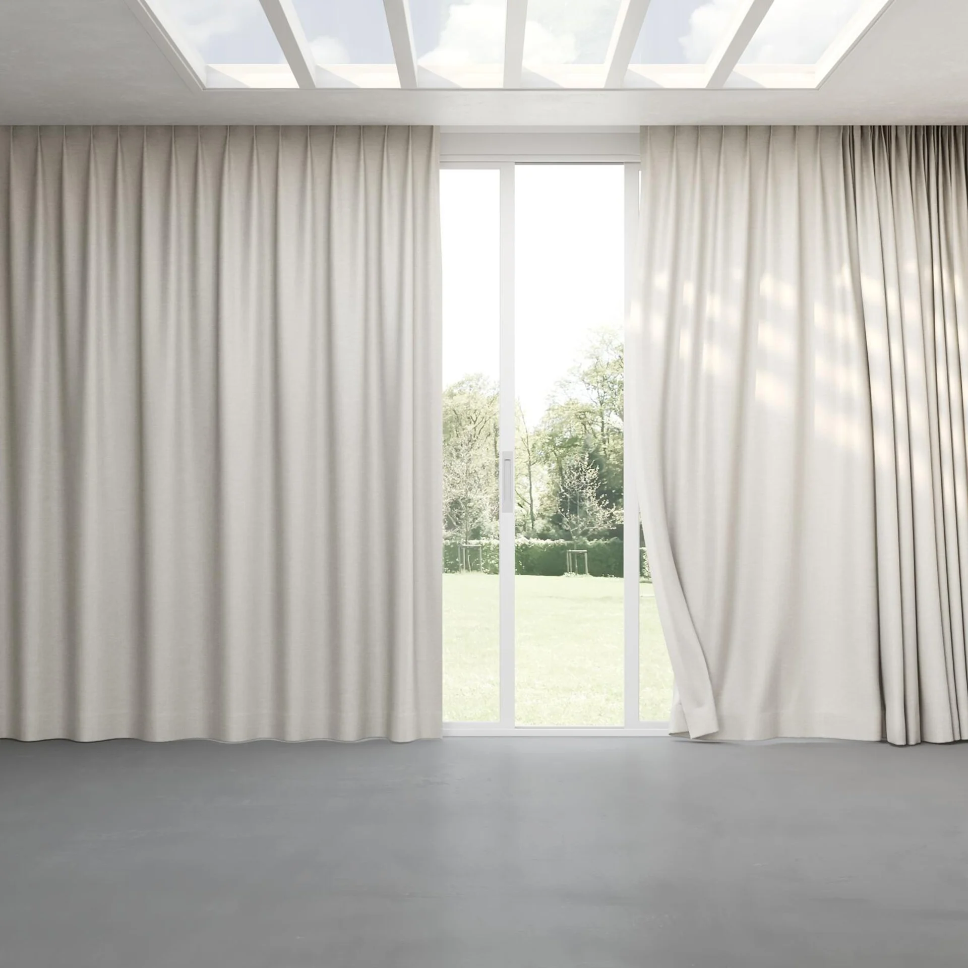 Full view of Tonto Mist, pinch pleat