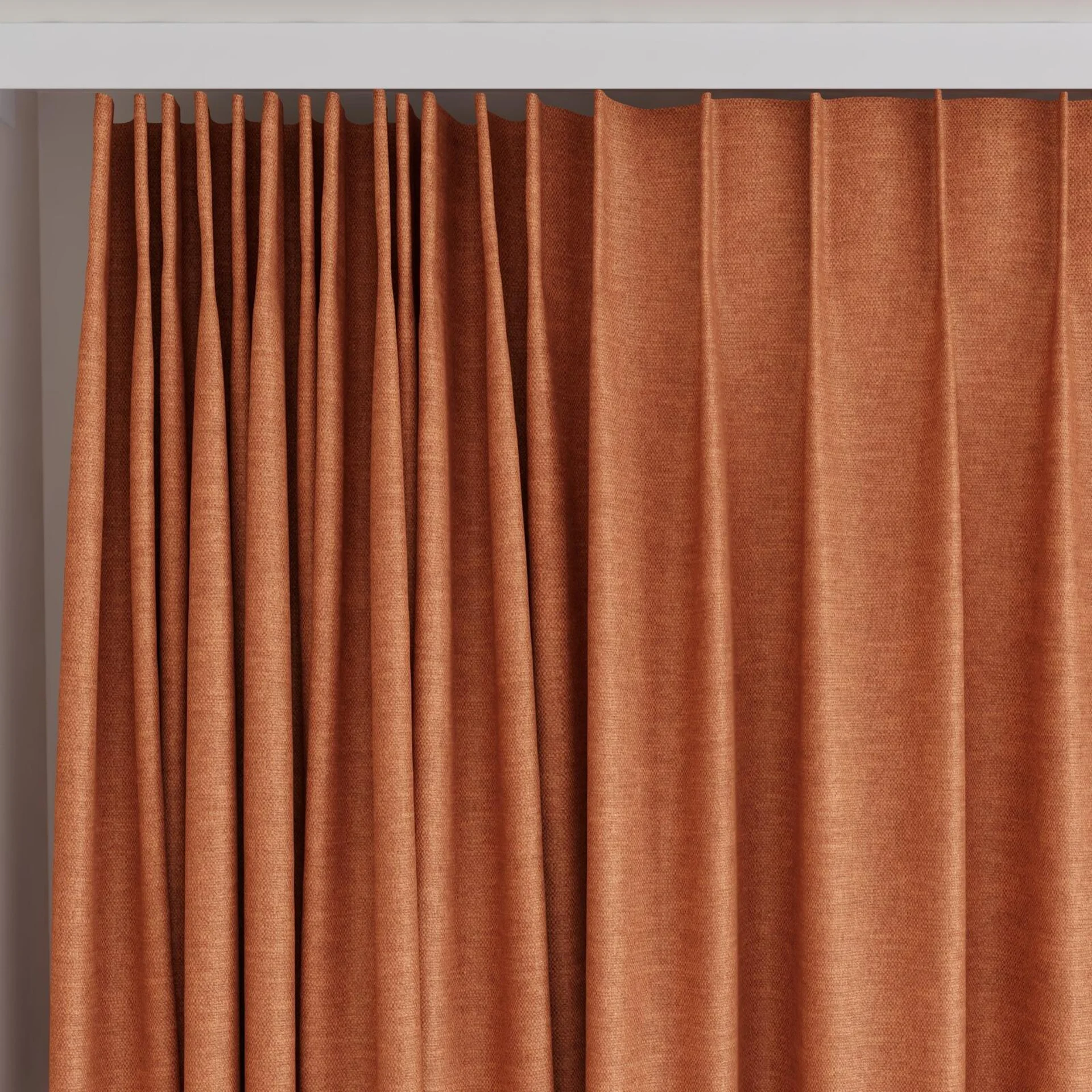 Top view of Colourwash Sienna, on curtain rail