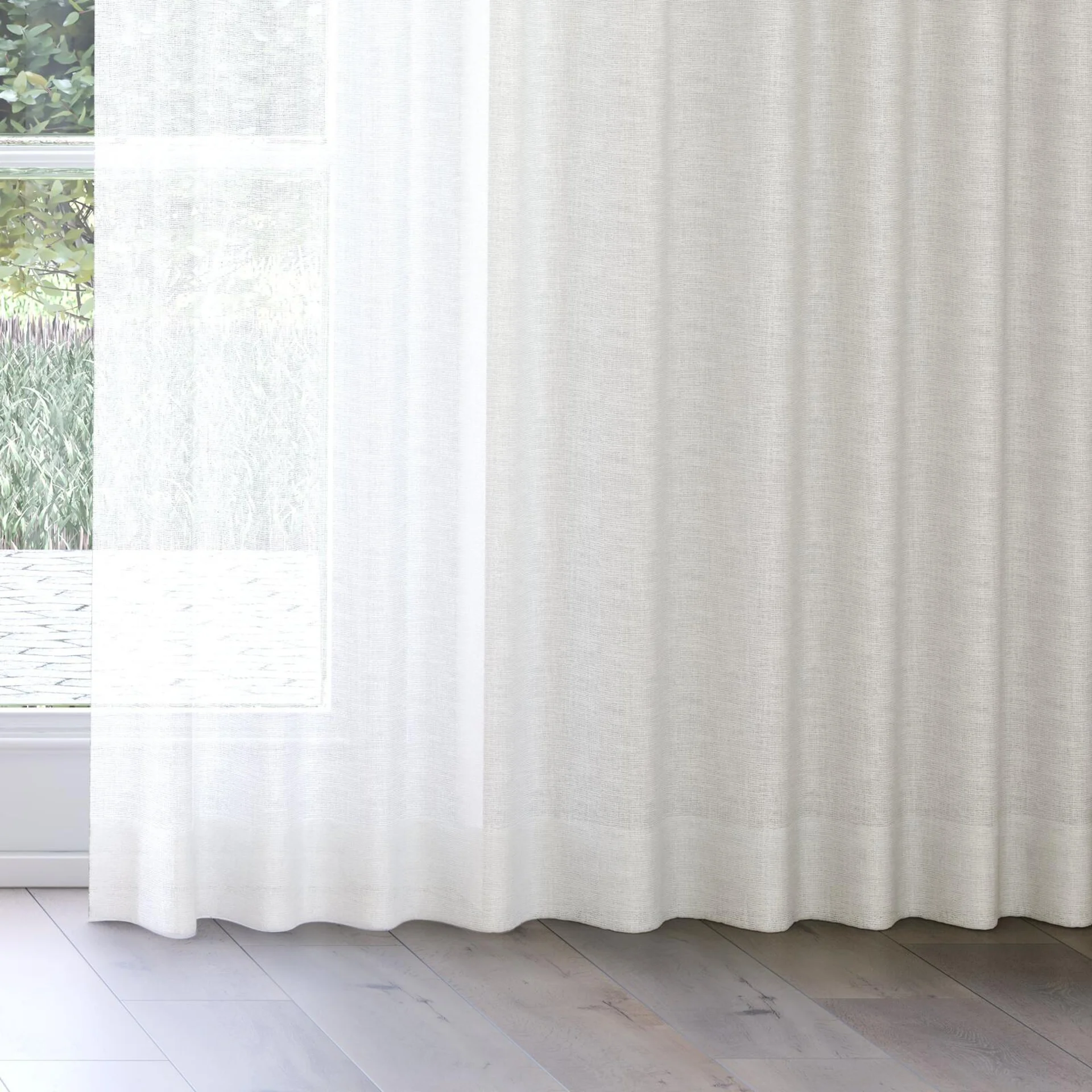 Bottom view of Statement Wool, on curtain rail