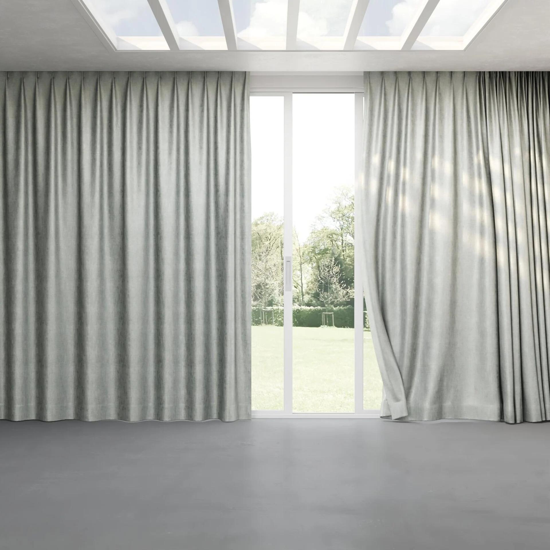 Full view of Nominee Mineral, pinch pleat