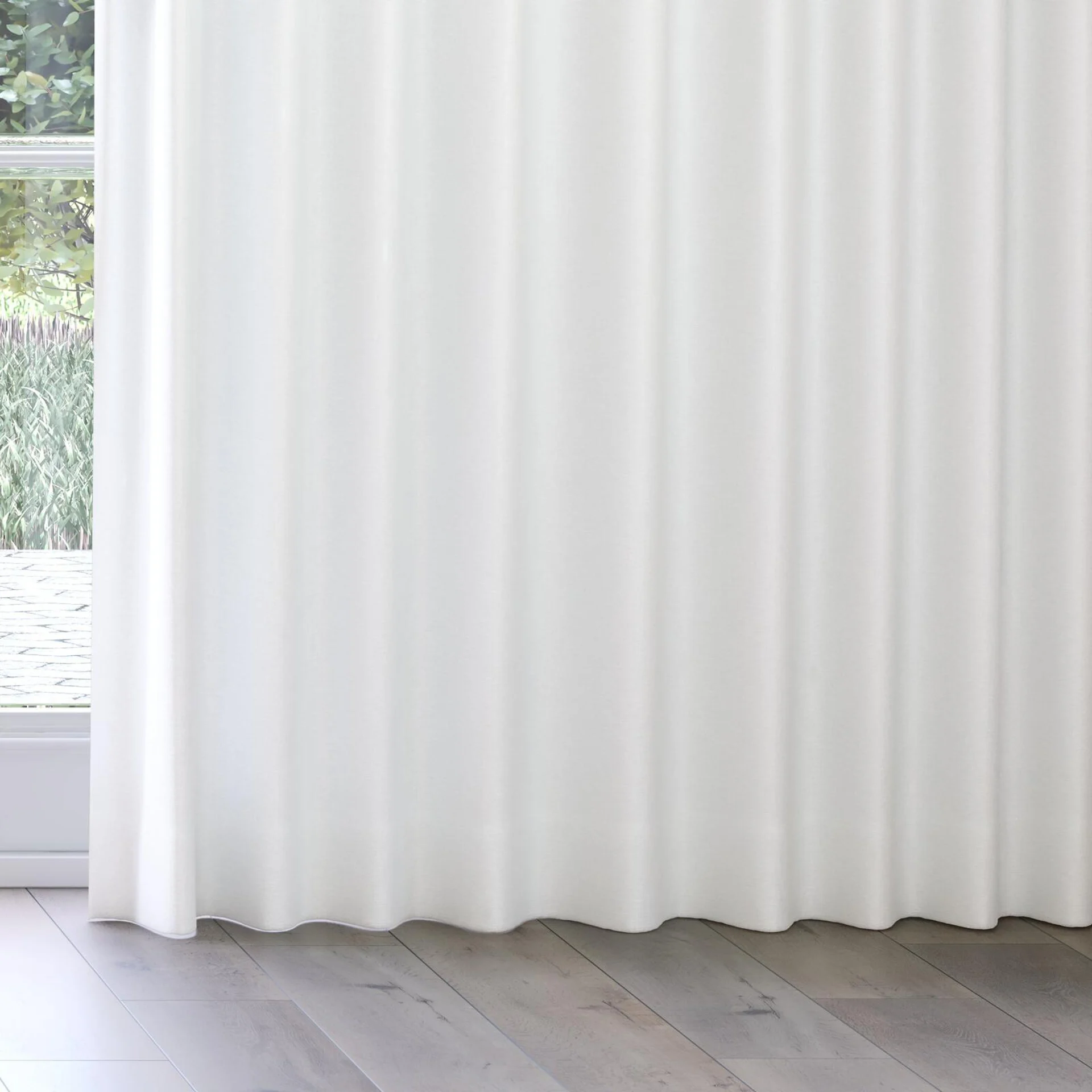 Bottom view of Colourwash Eco Sugar, on curtain rail