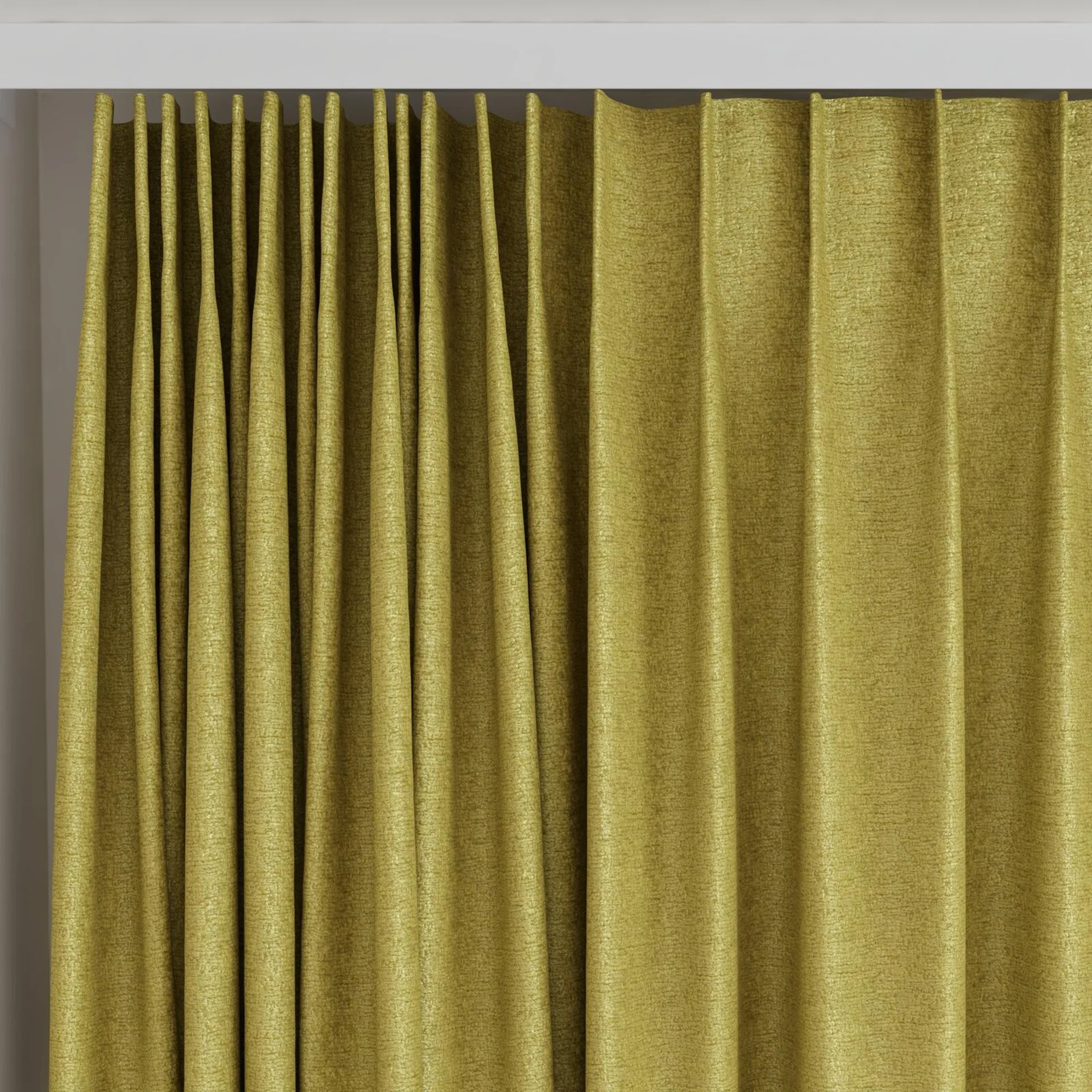 Top view of Monsieur Olive, on curtain rail