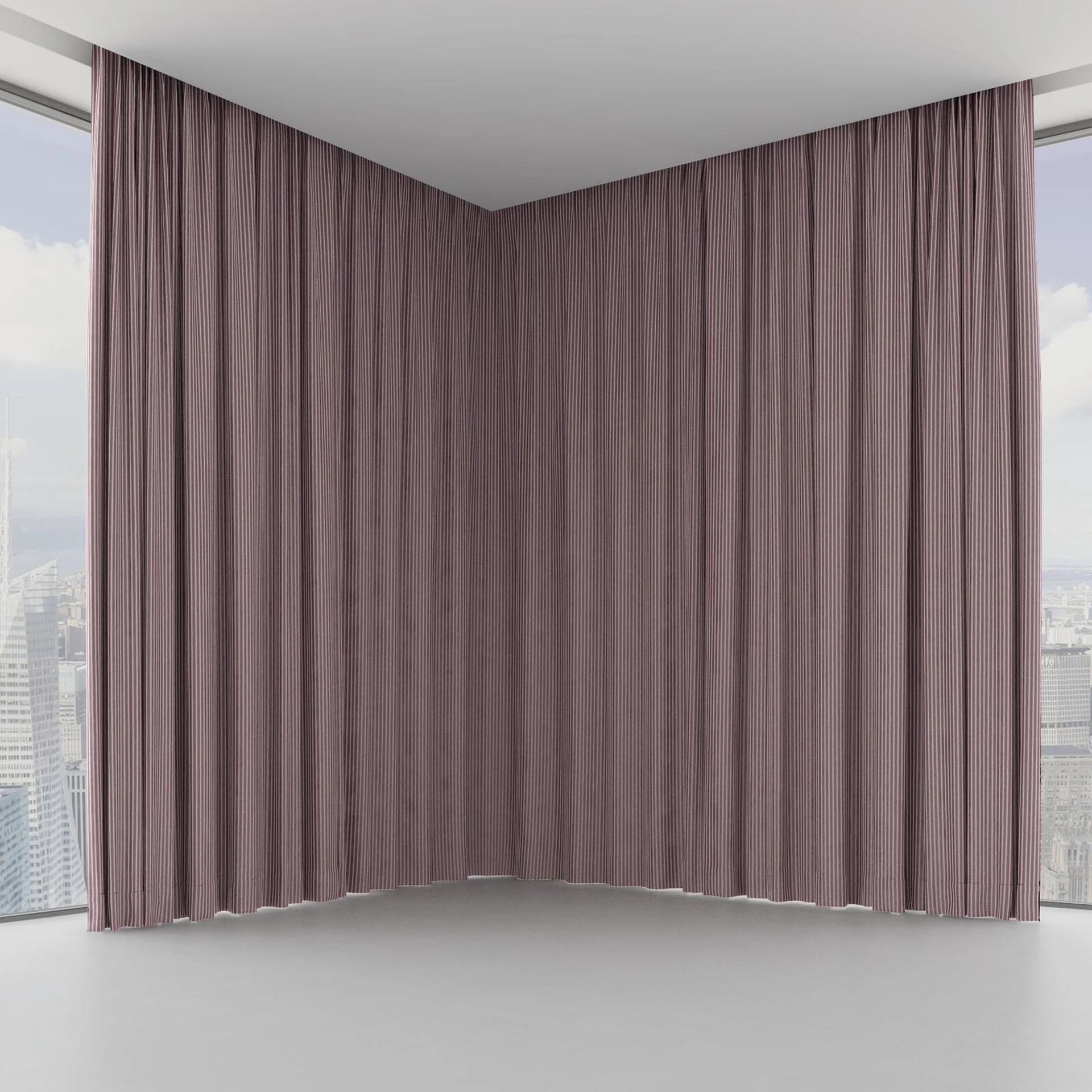 Front view of Embrace Plum, on hidden rail
