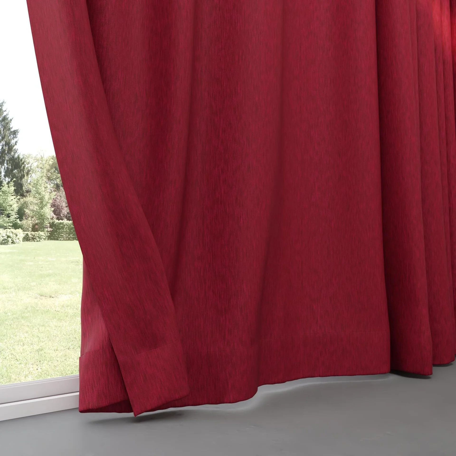 Bottom view of Tuxedo Magenta, pinch pleat