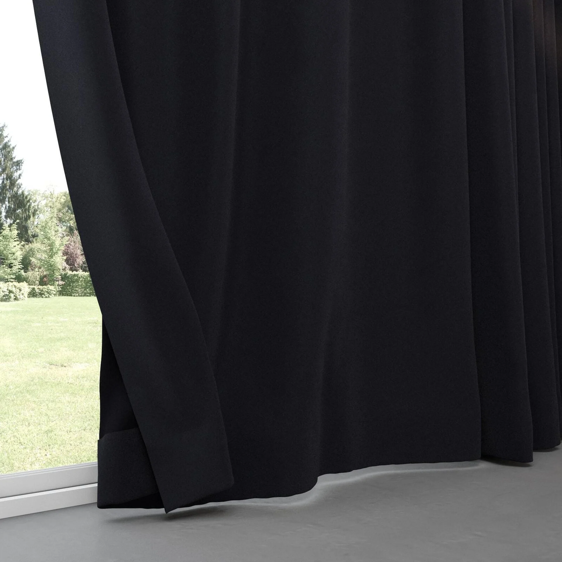 Bottom view of Vienna Black Tie, pinch pleat