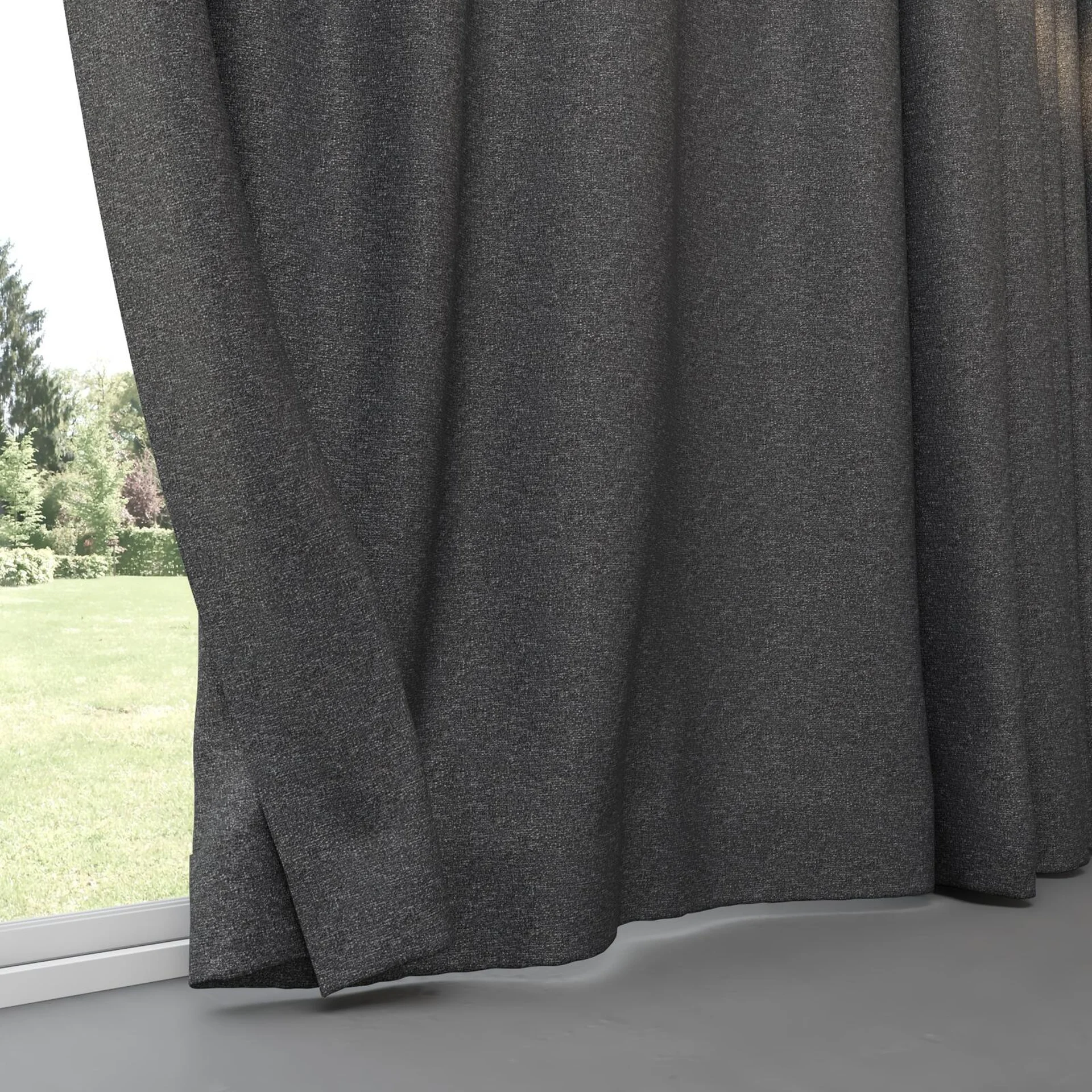 Bottom view of Bora Bora Charcoal, pinch pleat
