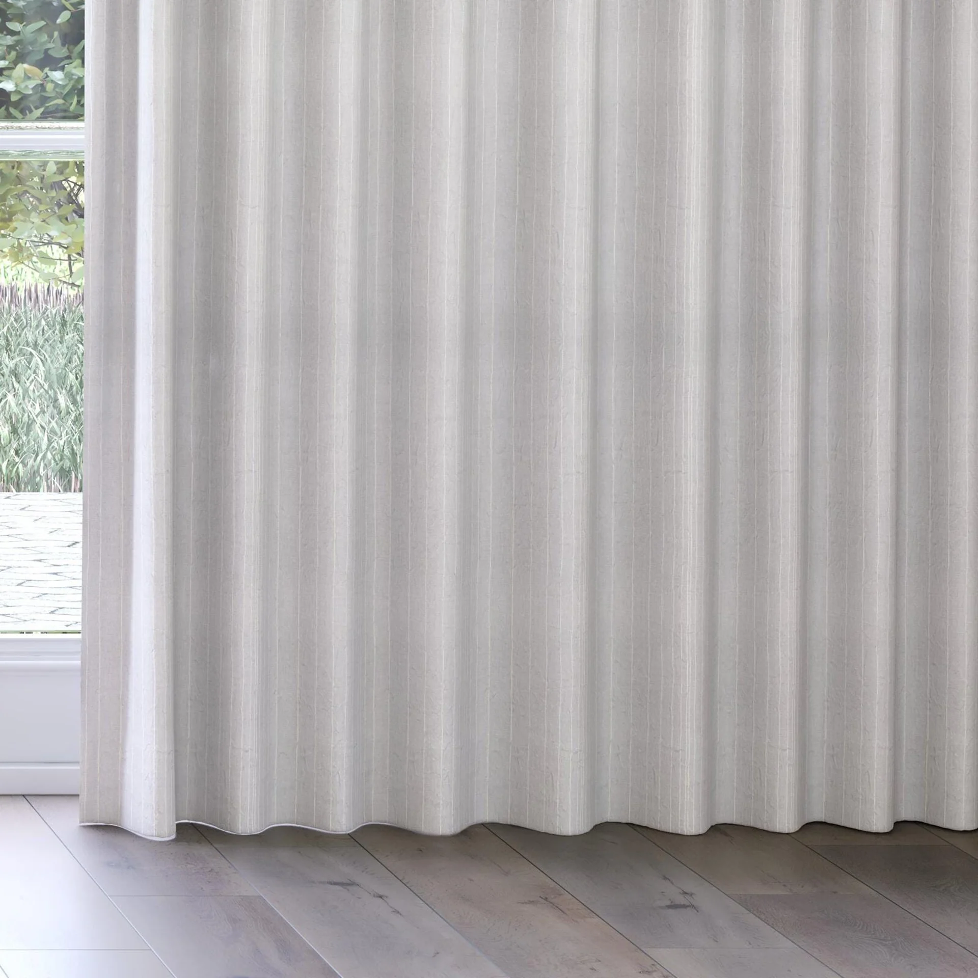 Bottom view of Mira Birch, on curtain rail
