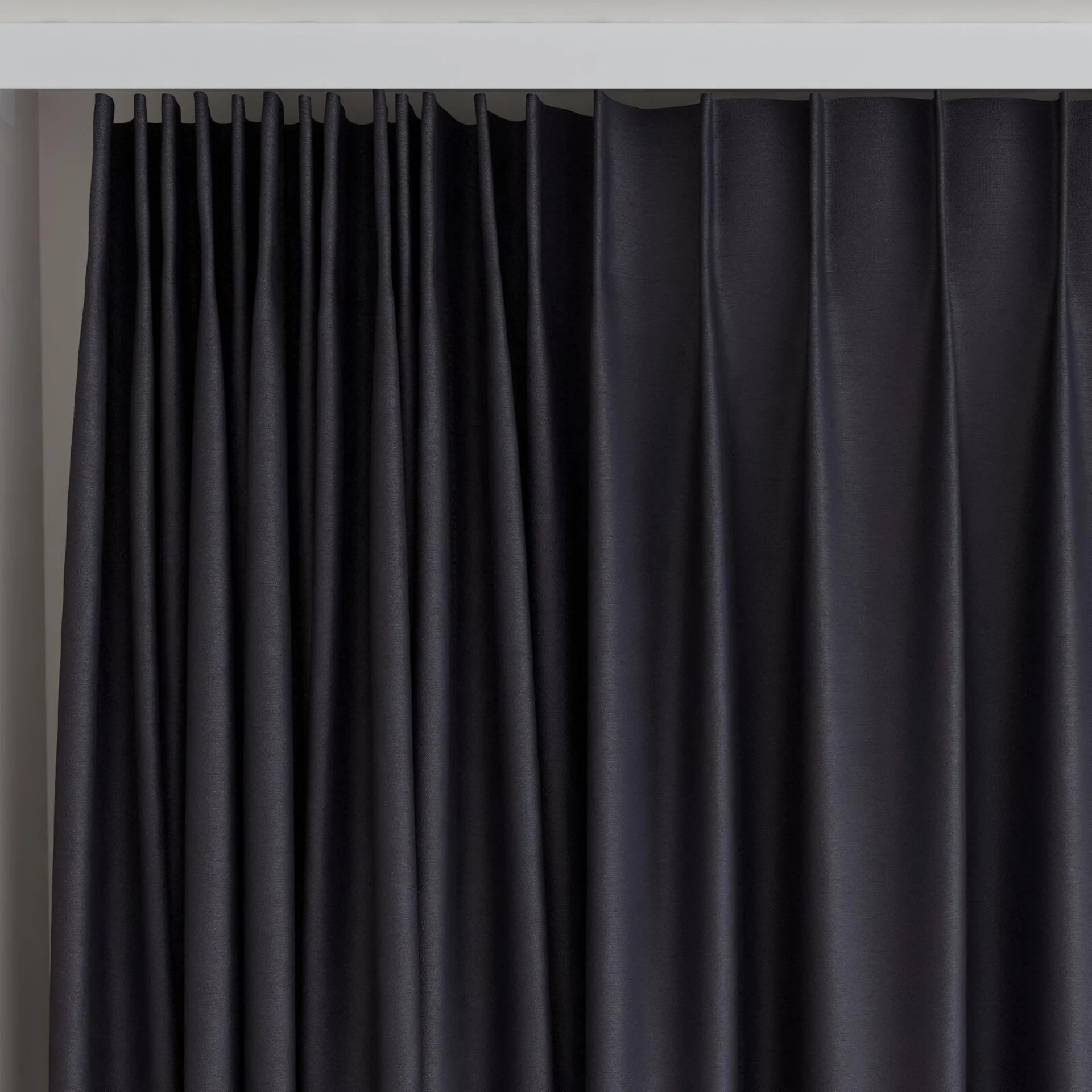 Top view of Hastings Black, on curtain rail