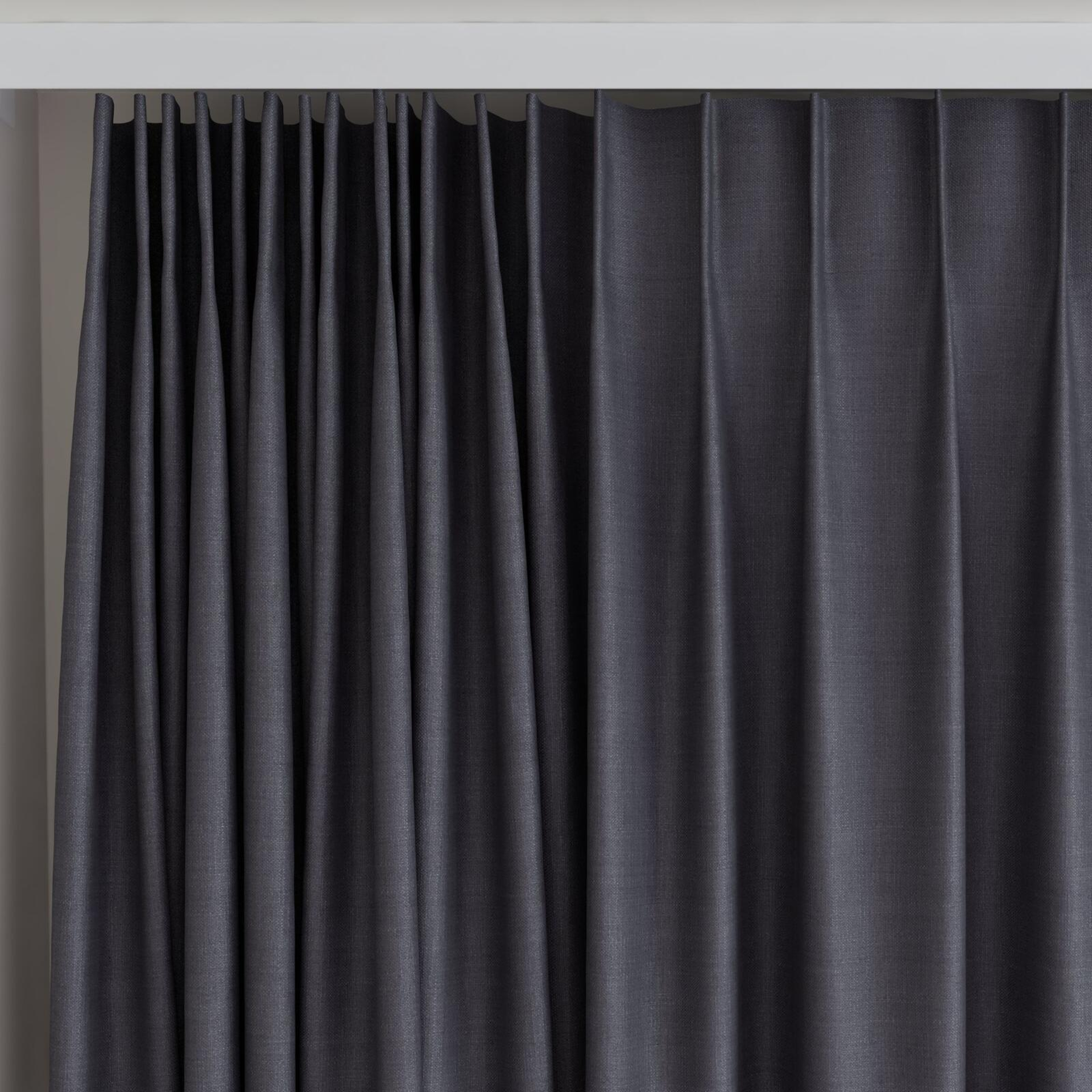 Top view of Keystone Ebony, on curtain rail