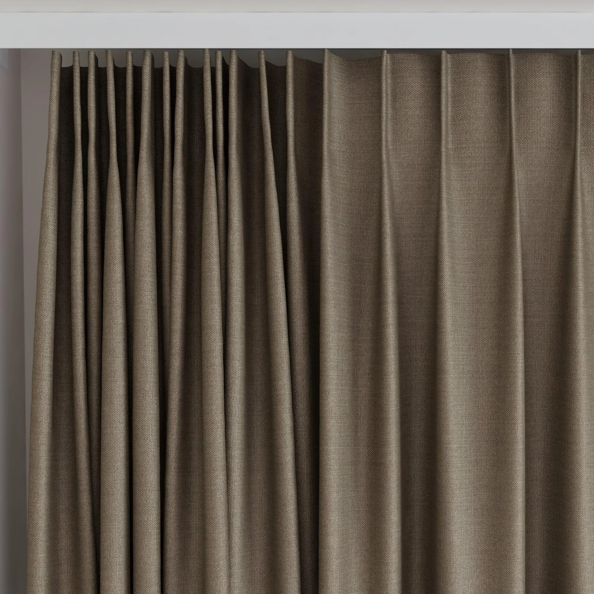 Top view of Linex Walnut, on curtain rail