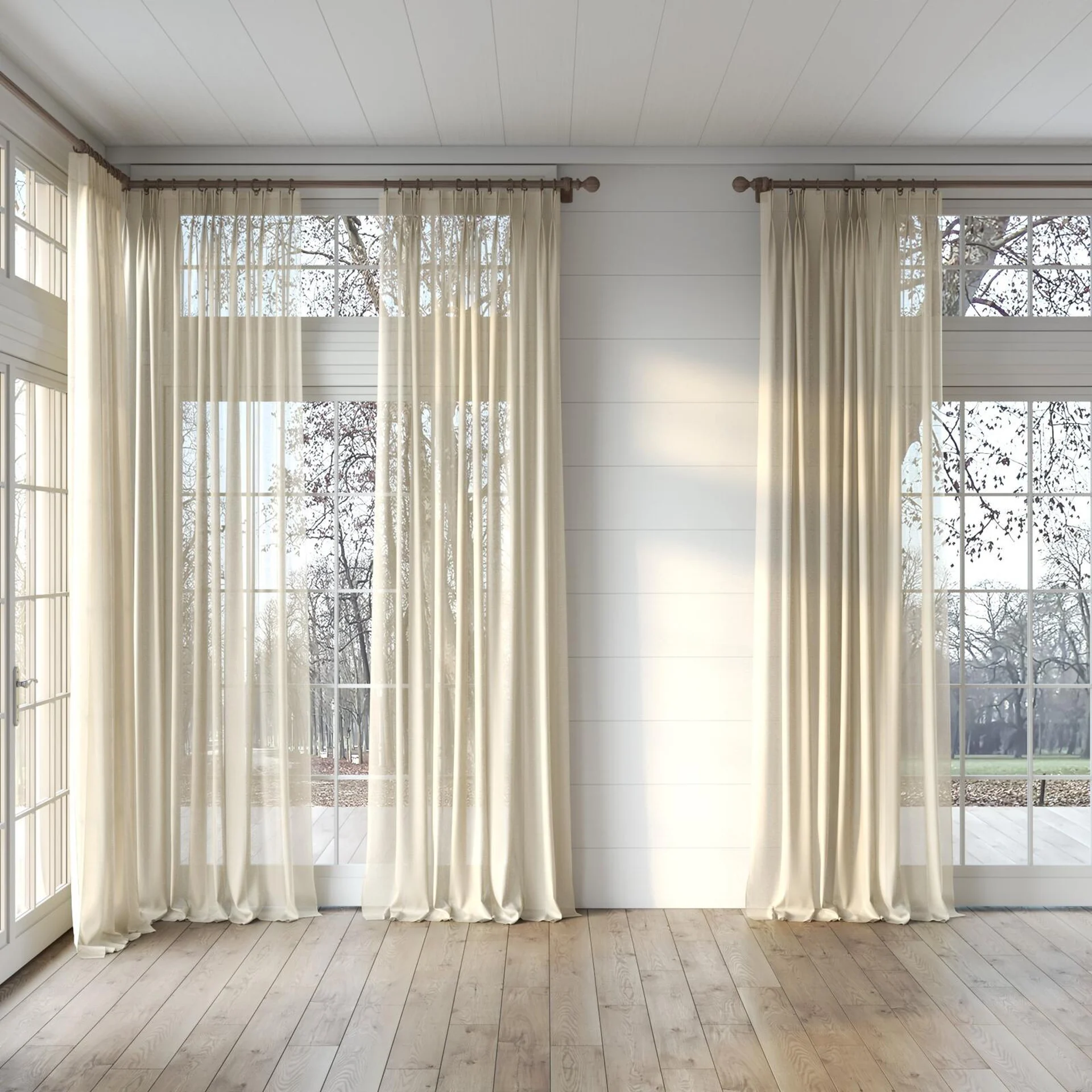 Full view of Jermian Gold, puddled, on curtain rod