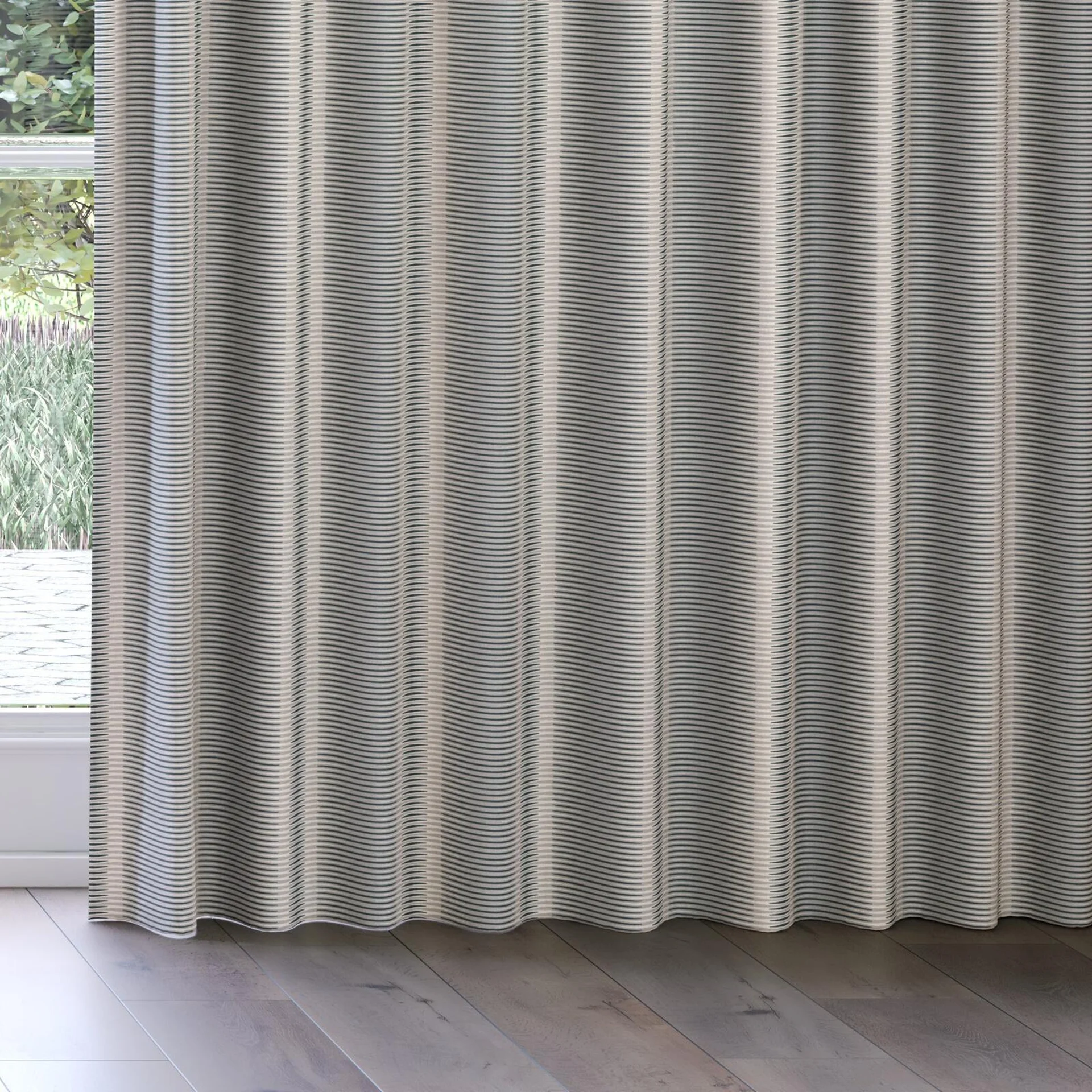 Bottom view of Jacopo Stripe Metal, on curtain rail