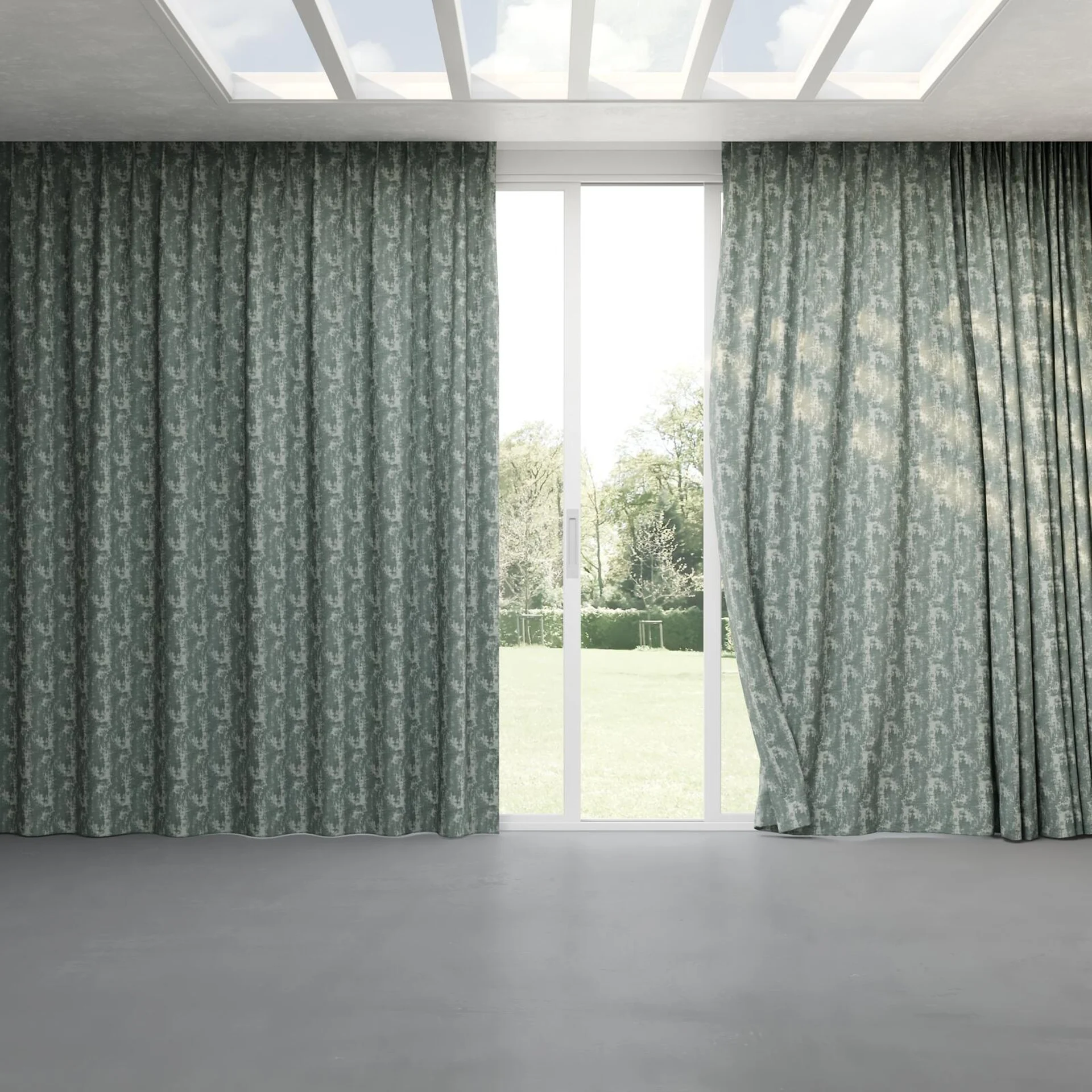 Full view of Innovation Seagrass, pinch pleat