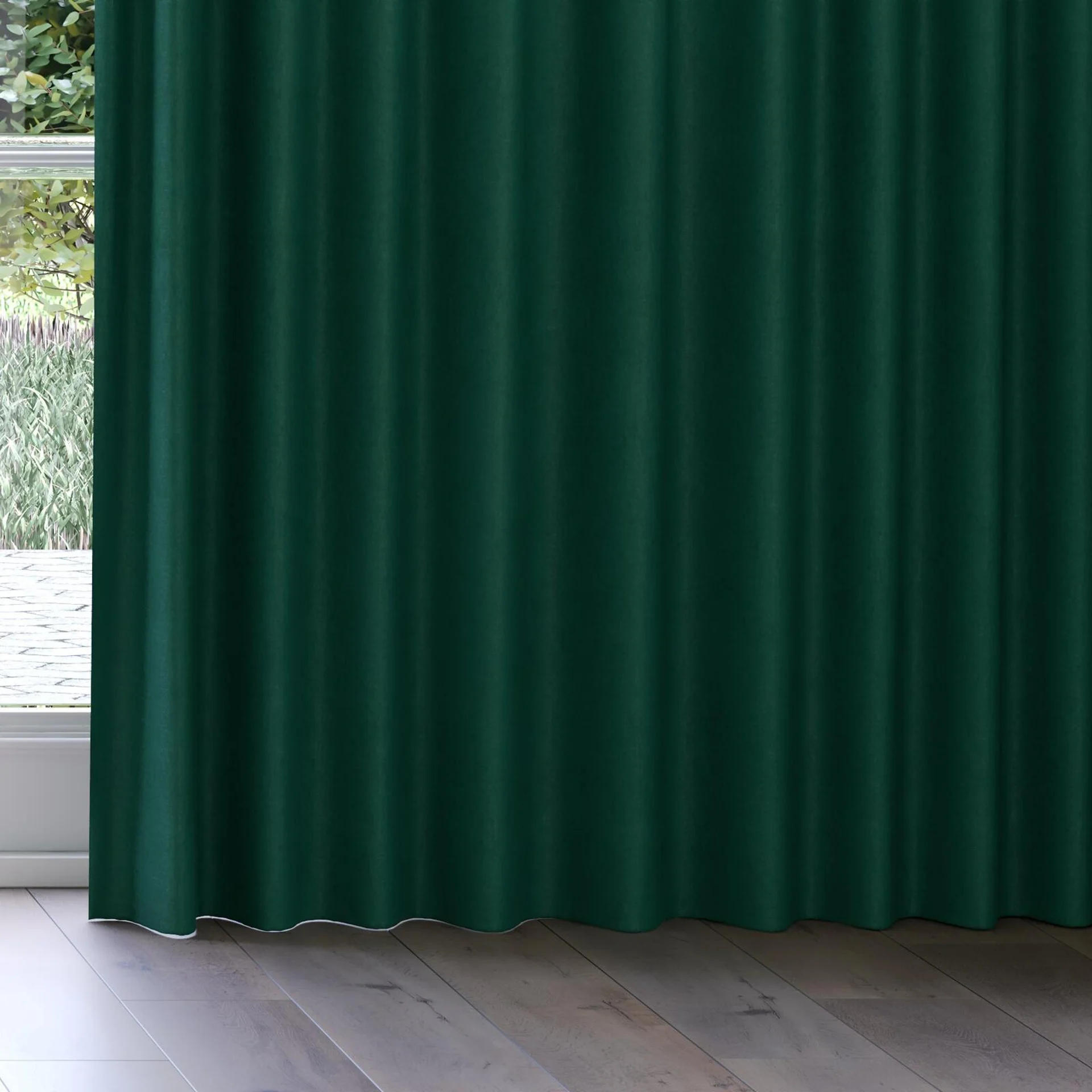 Bottom view of Moon Emerald, on curtain rail