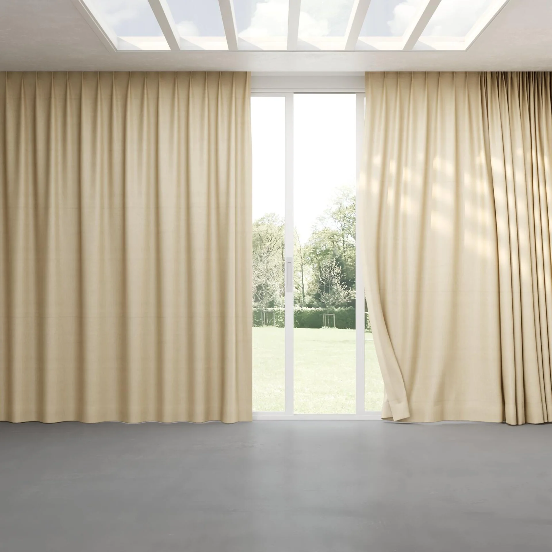 Full view of Warlock Sesame, pinch pleat
