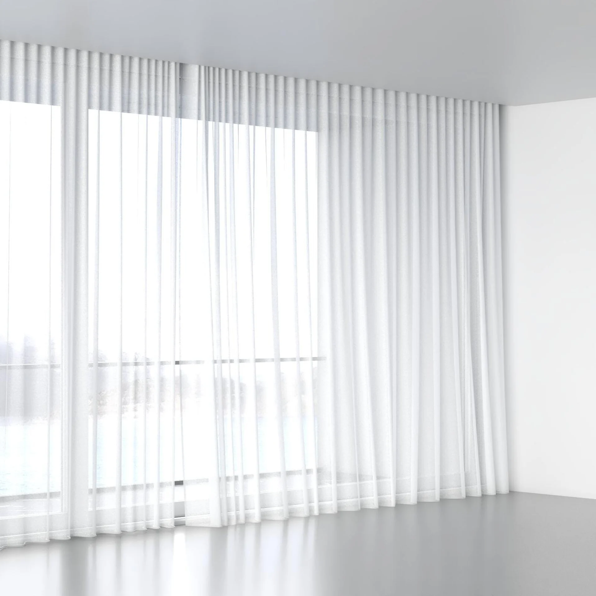 Full view of Sencha White, wave pleat