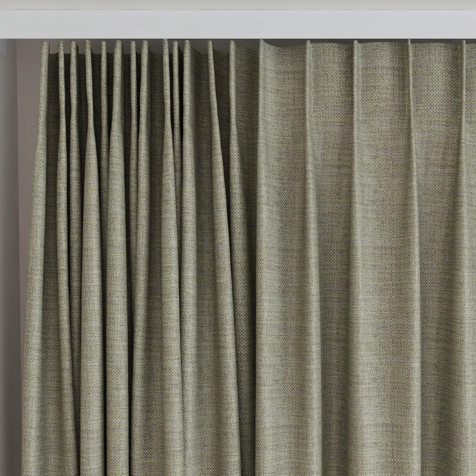 Top view of Latin Pistachio, on curtain rail