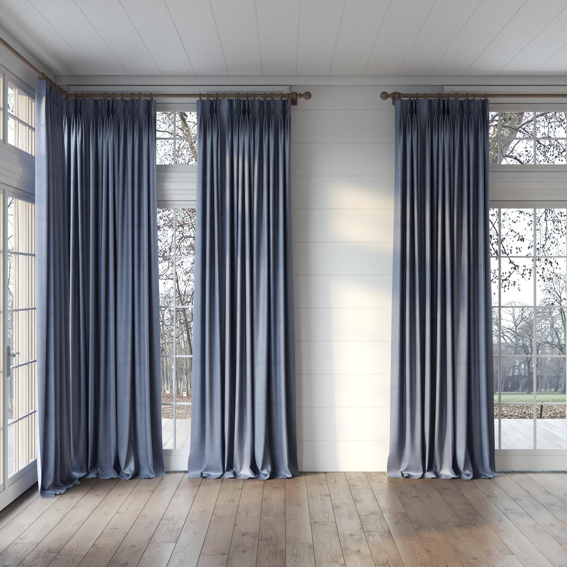 Full view of Baron Cloud, puddled, on curtain rod