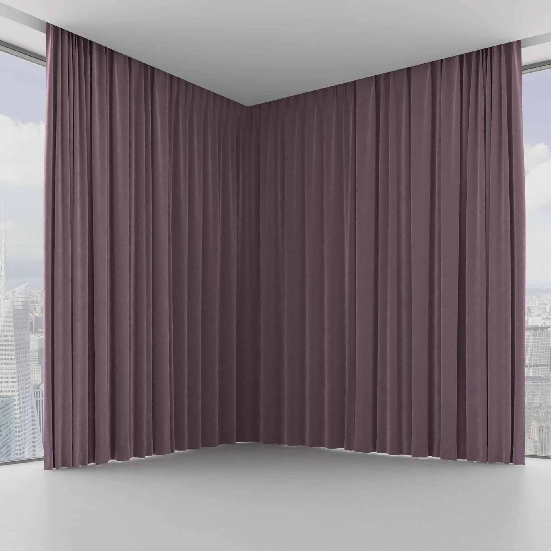 Front view of Verbier Plum, on hidden rail