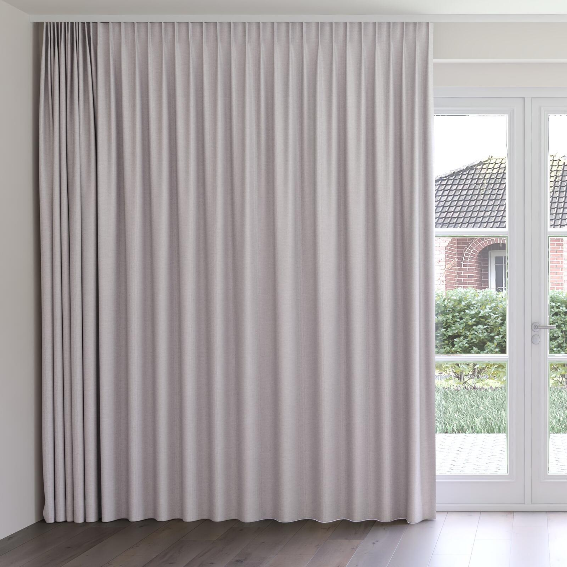 Front view of Casual Sterling, on curtain rail