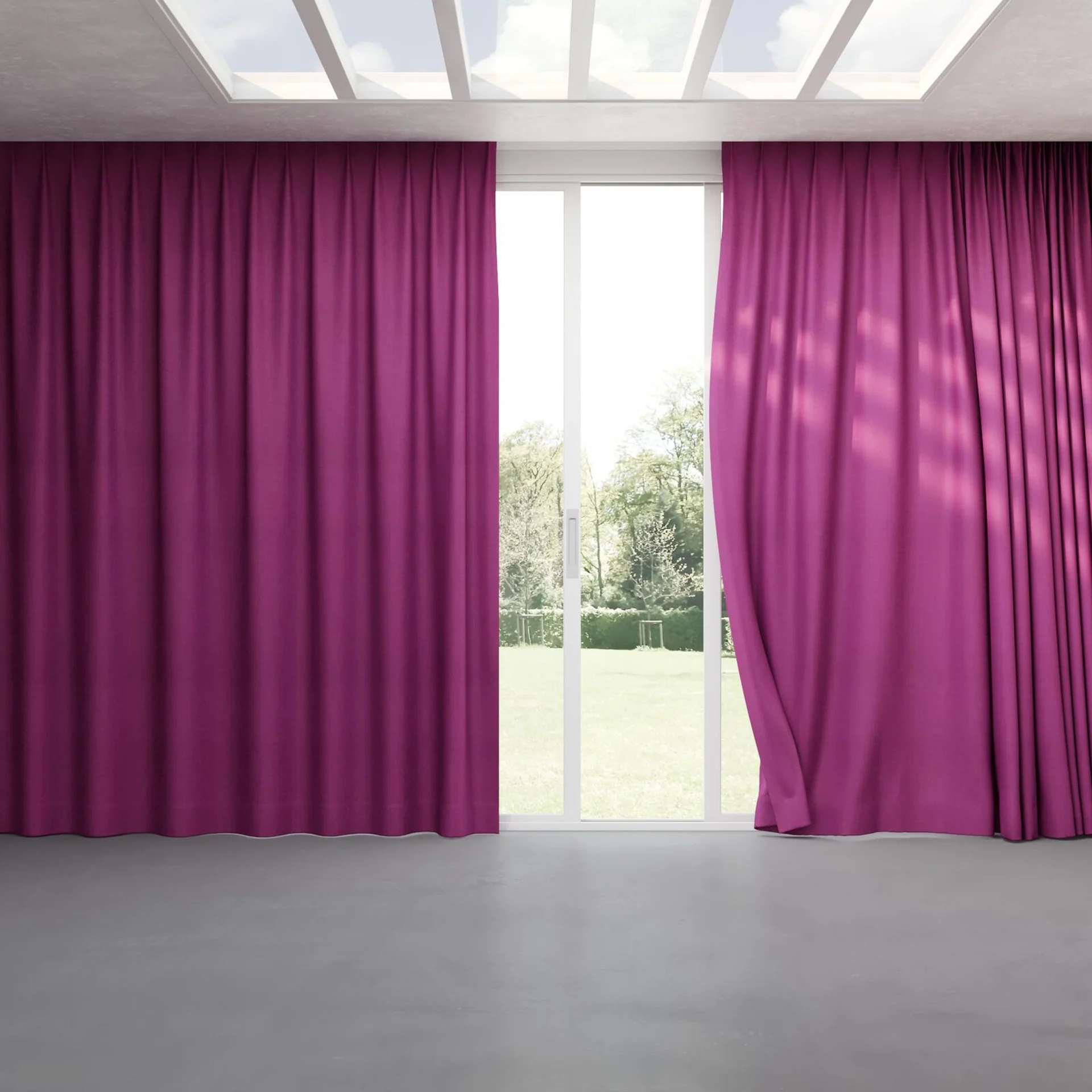 Full view of Loci Dim Out Fuchsia, pinch pleat
