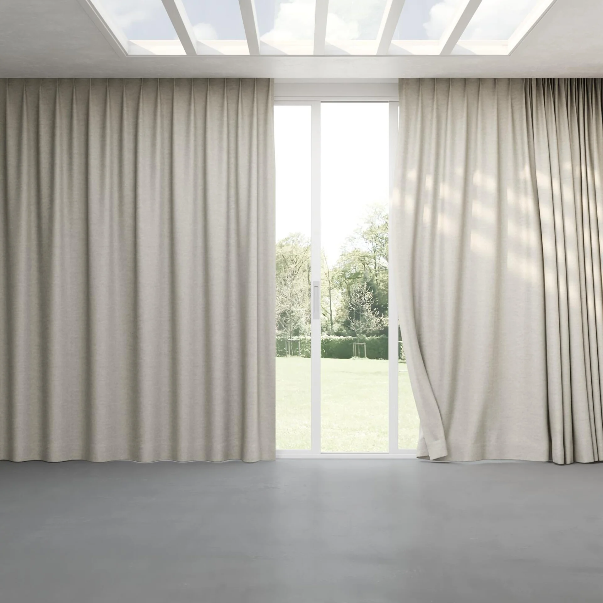 Full view of Colourwash Fog, pinch pleat
