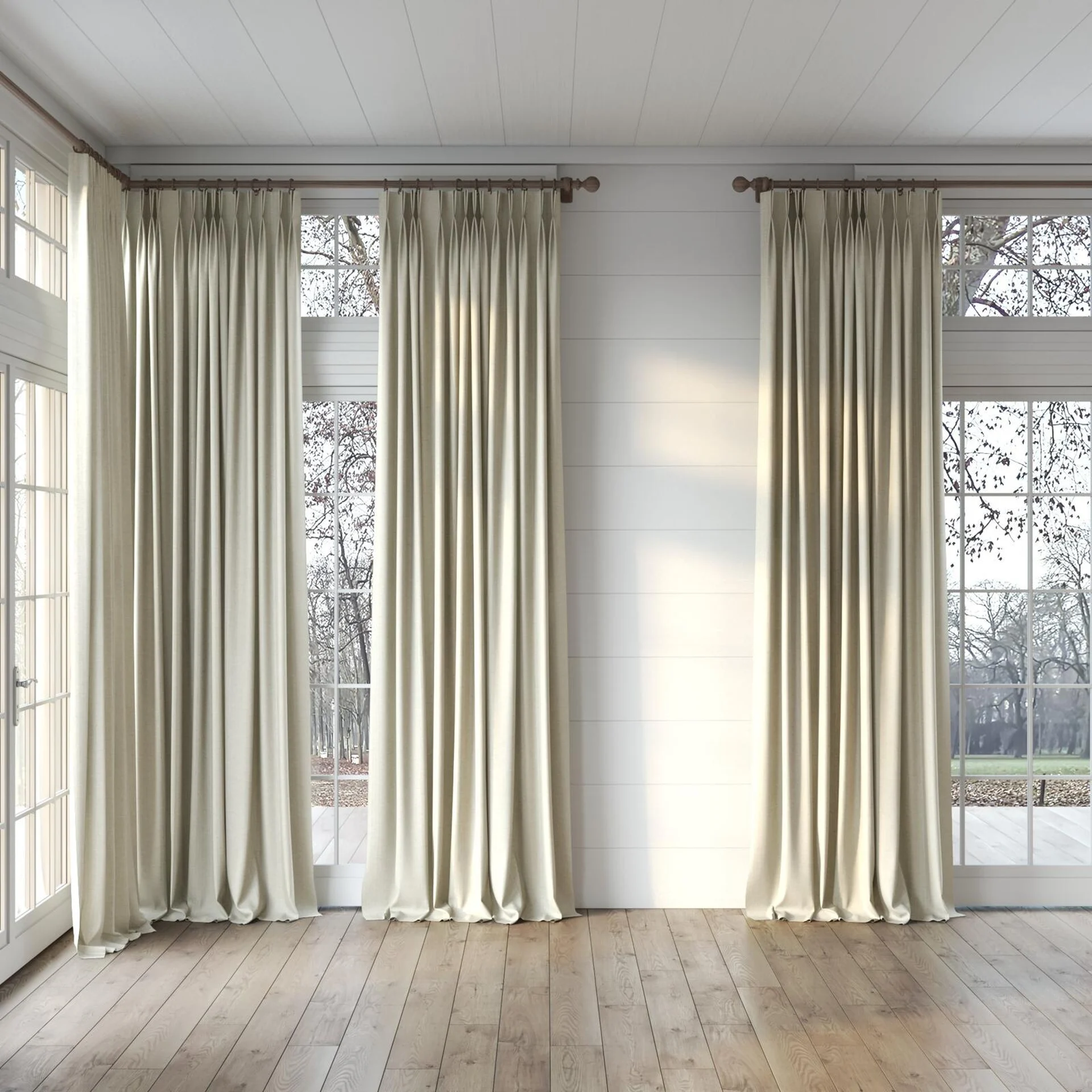 Full view of Casual Whisper, puddled, on curtain rod