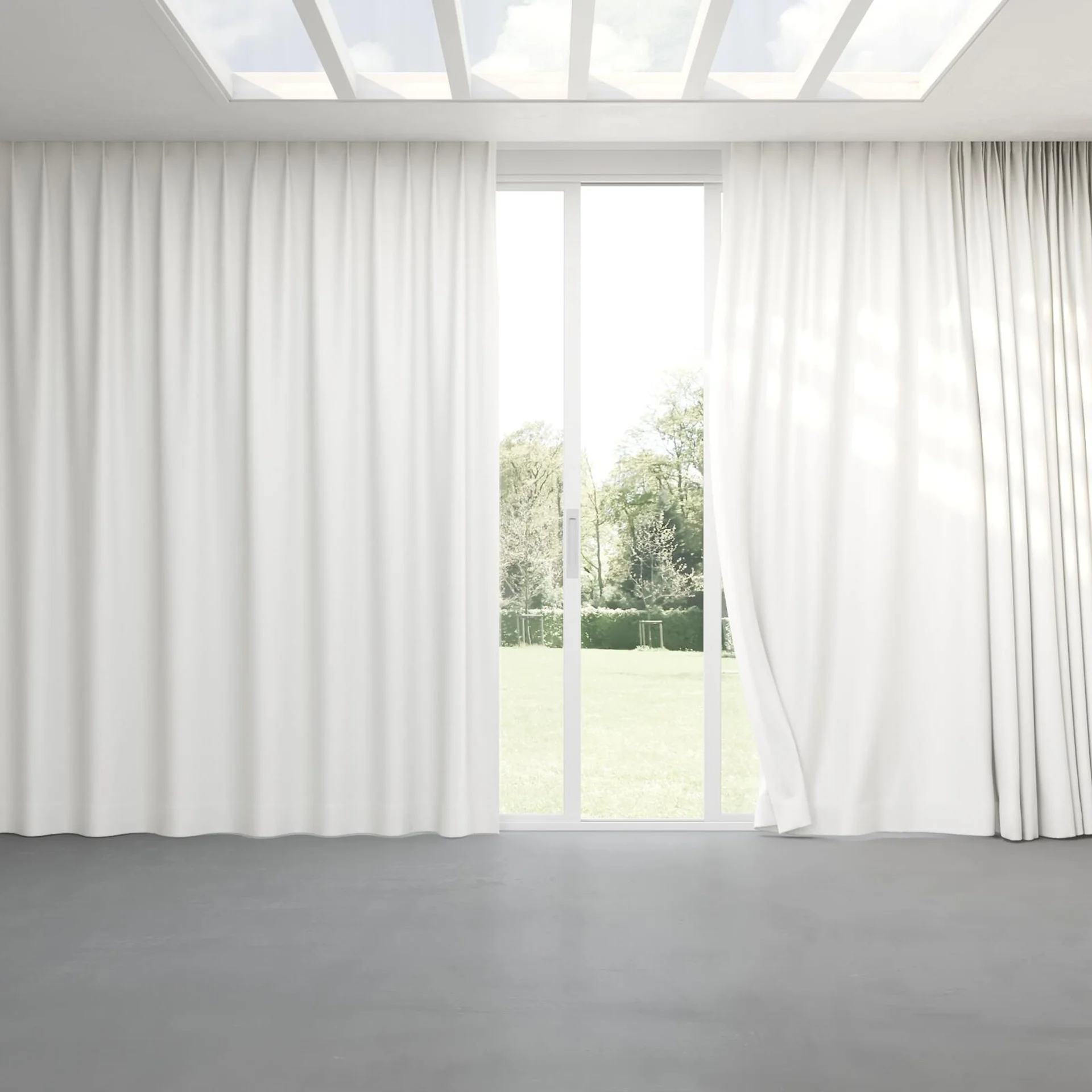 Full view of Ocean Whitewash, pinch pleat