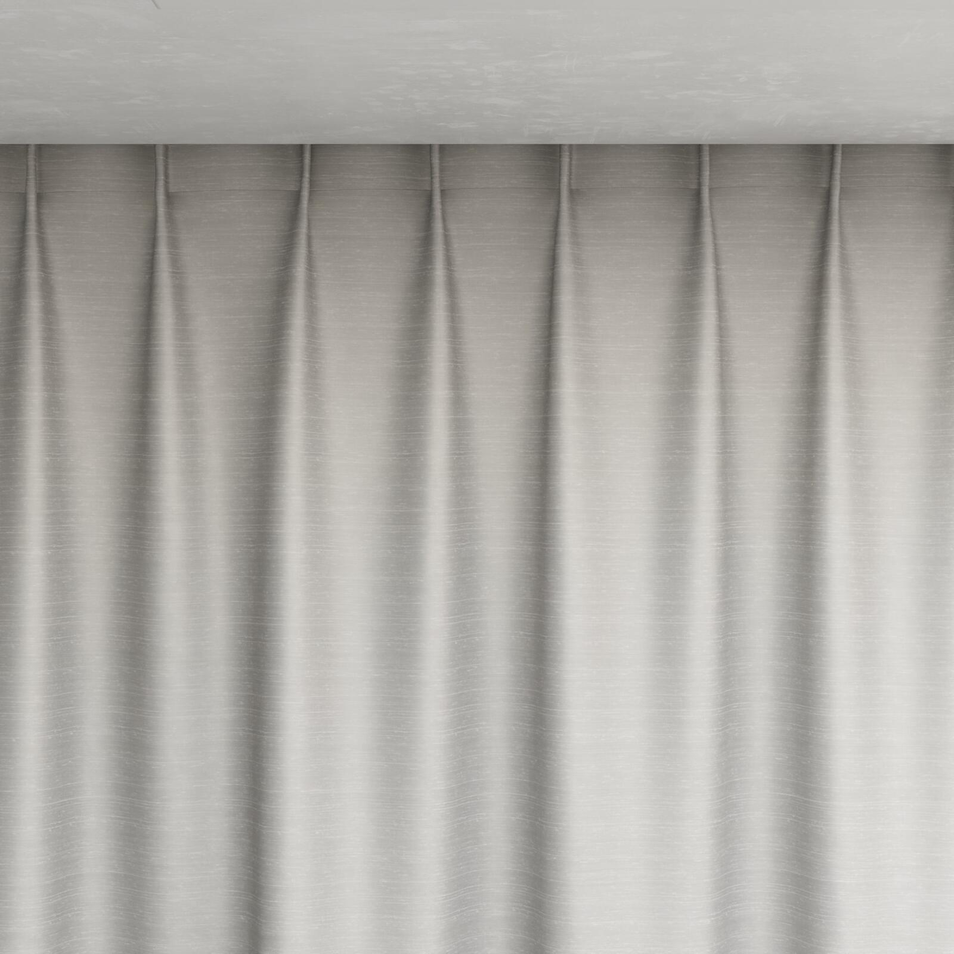 Top view of Silky Sterling, pinch pleat
