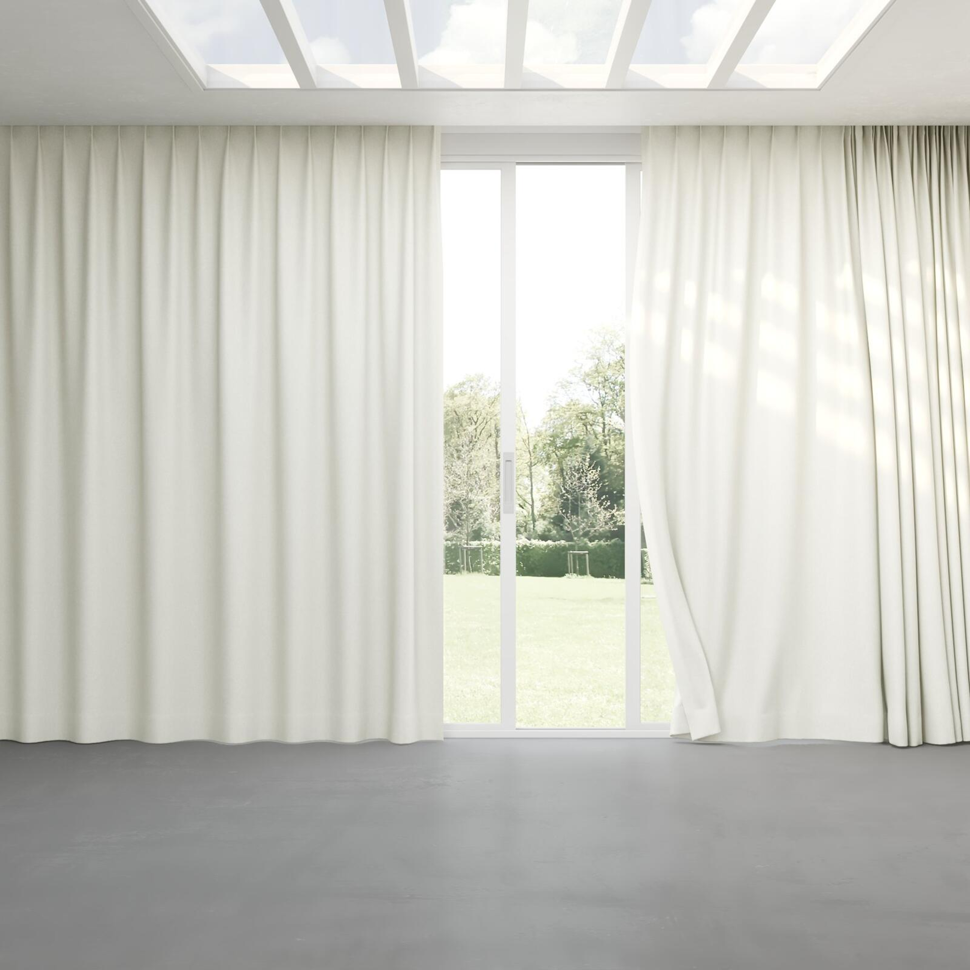 Full view of Woolly/Woolen Cream, pinch pleat
