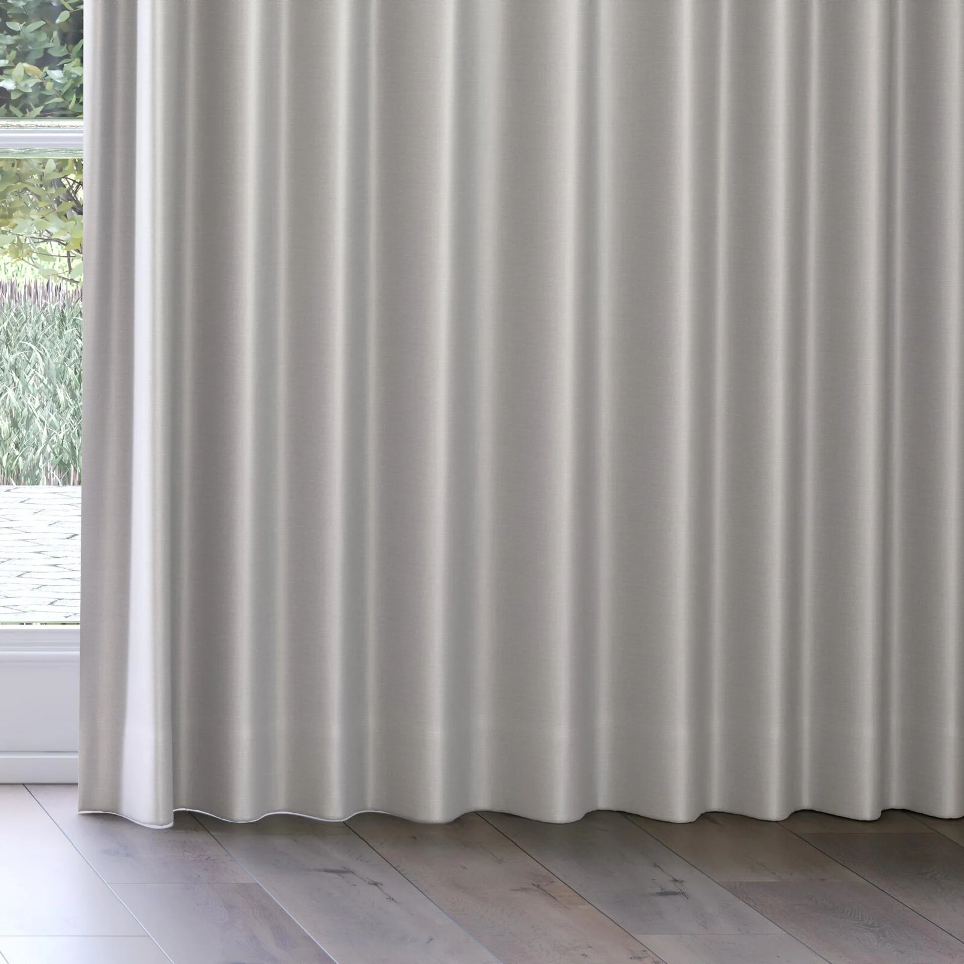 Bottom view of Stallion 2 Blackout Moonstone, on curtain rail