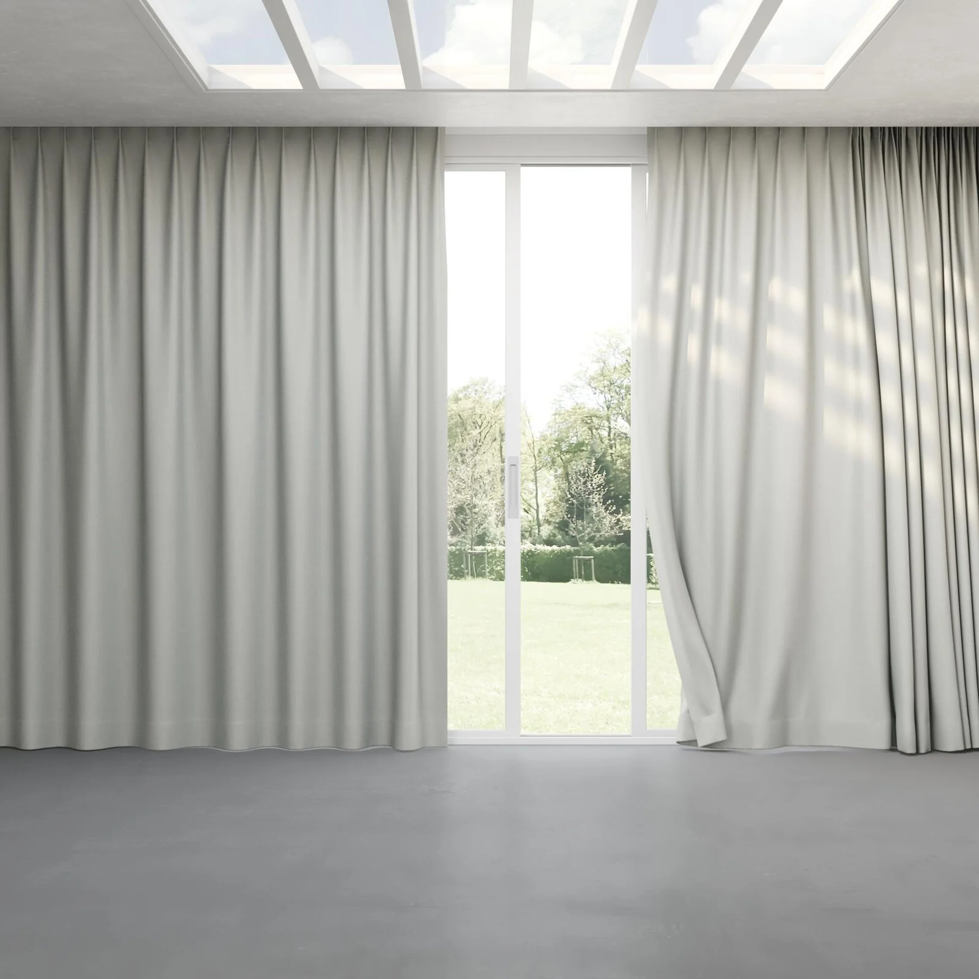 Full view of Bavaria Dove, pinch pleat