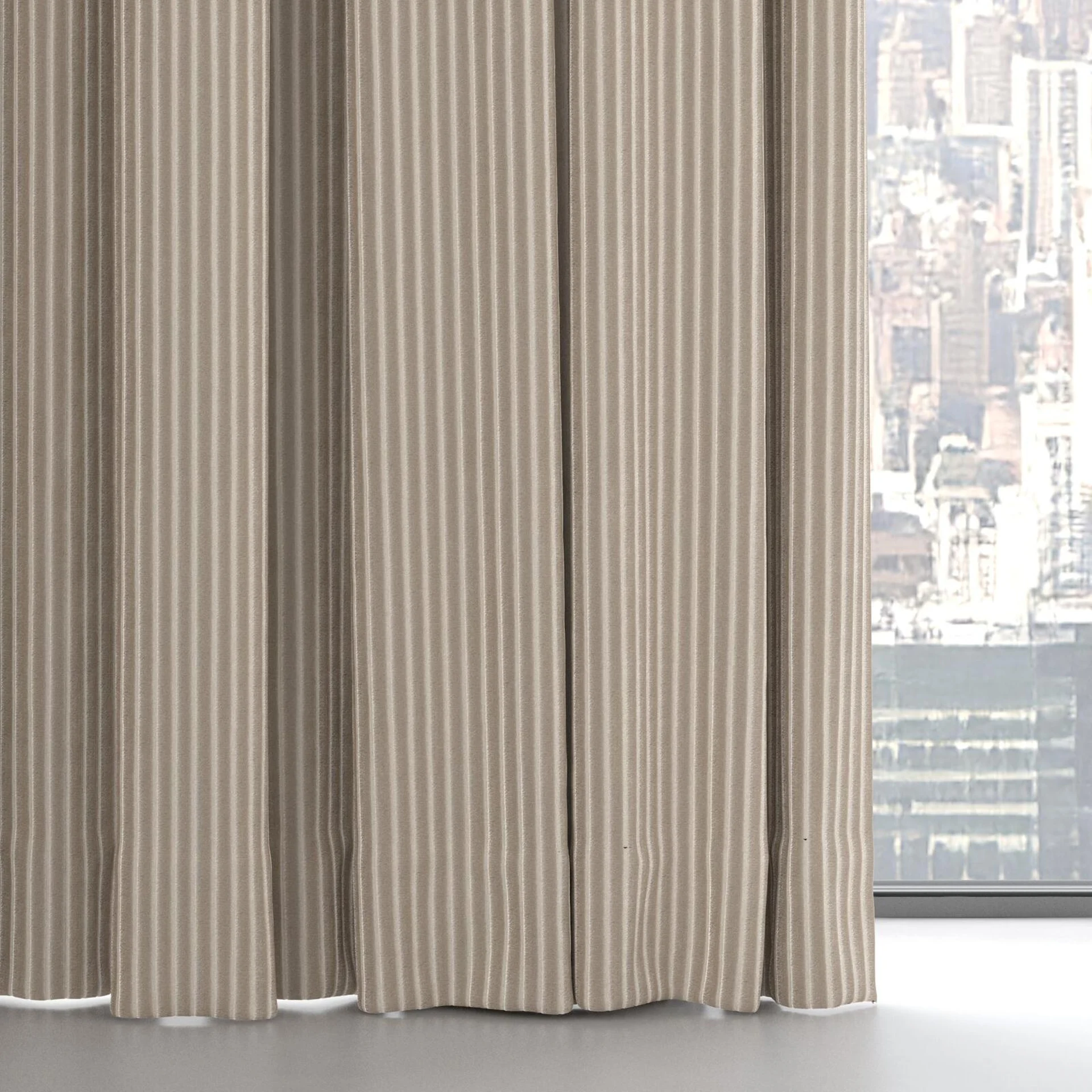 Bottom view of Embrace Taupe, on hidden rail
