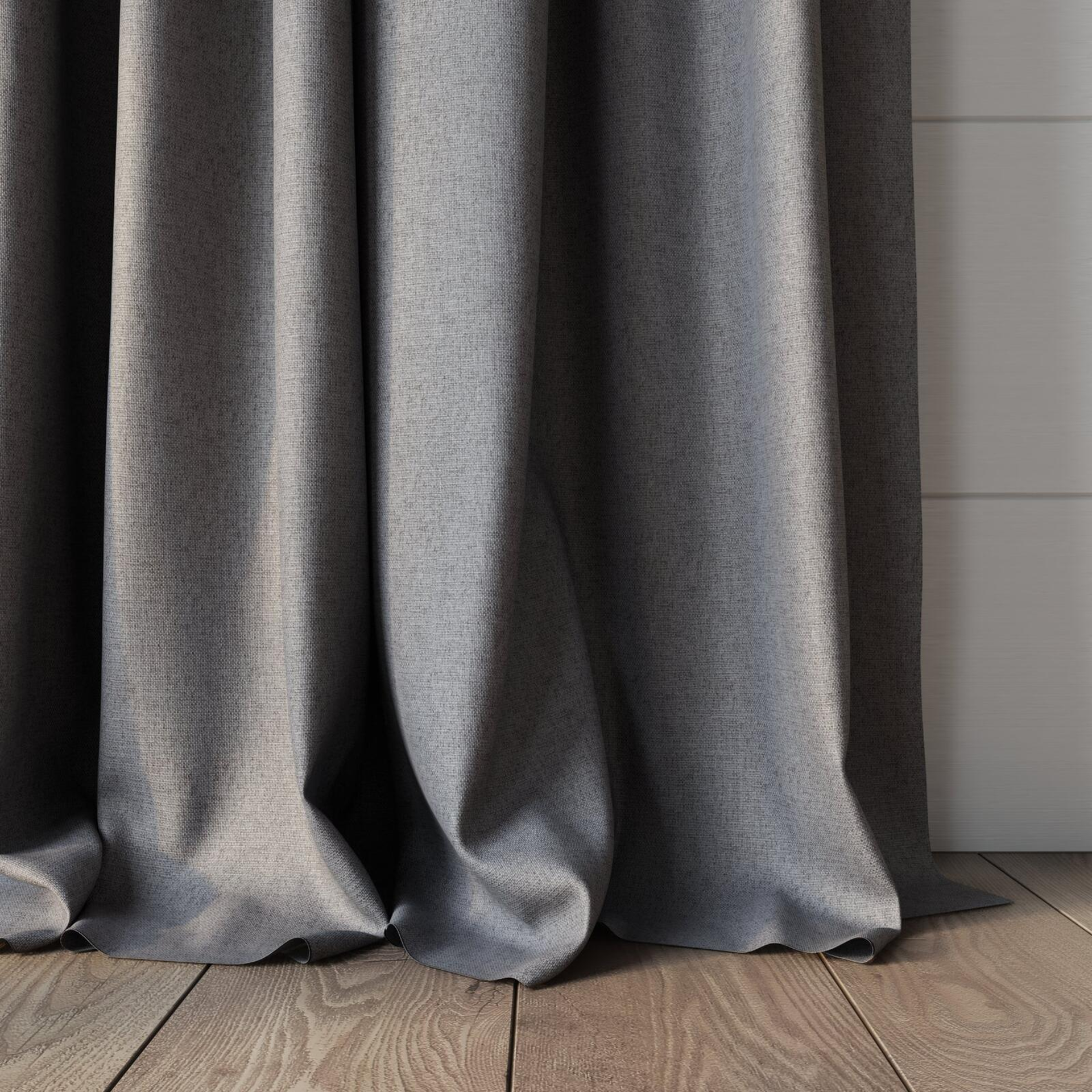 Bottom view of Liberate Slate, puddled, on curtain rod