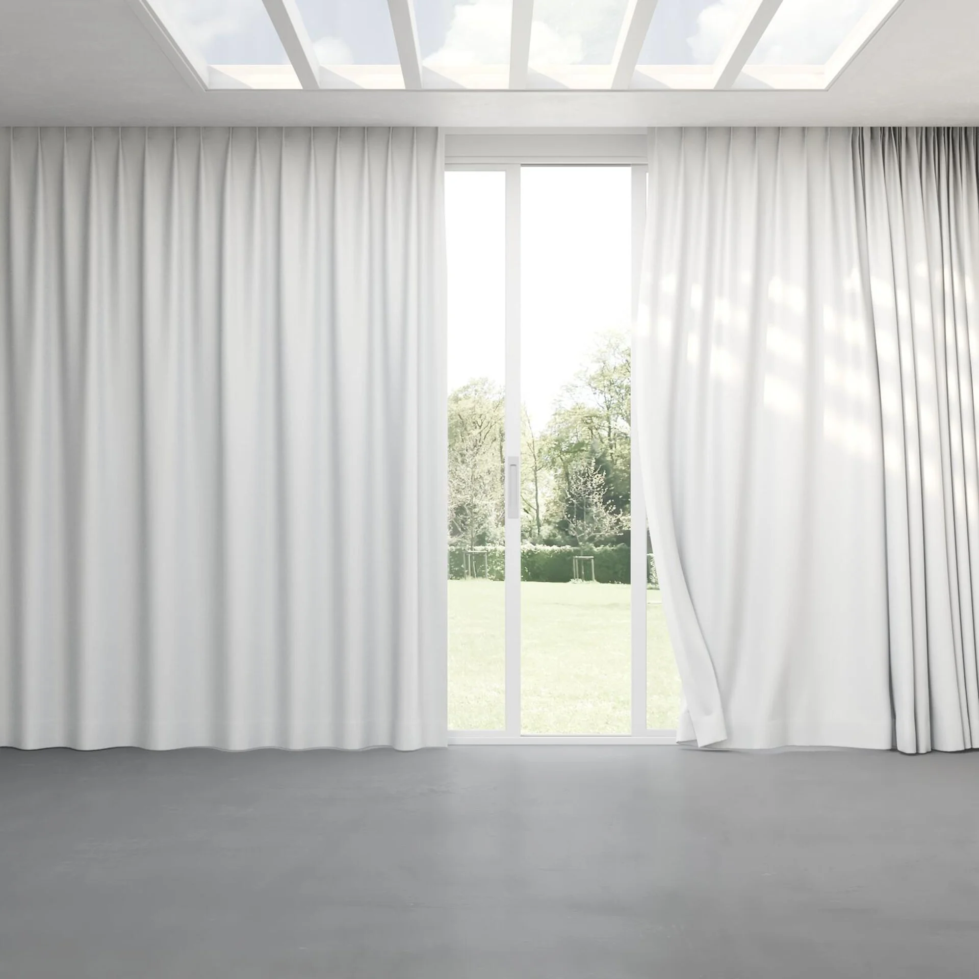 Full view of Bavaria Swan, pinch pleat
