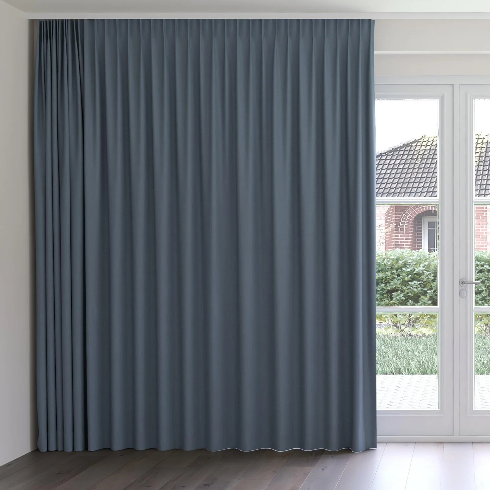 Front view of Darkness Stellar, on curtain rail
