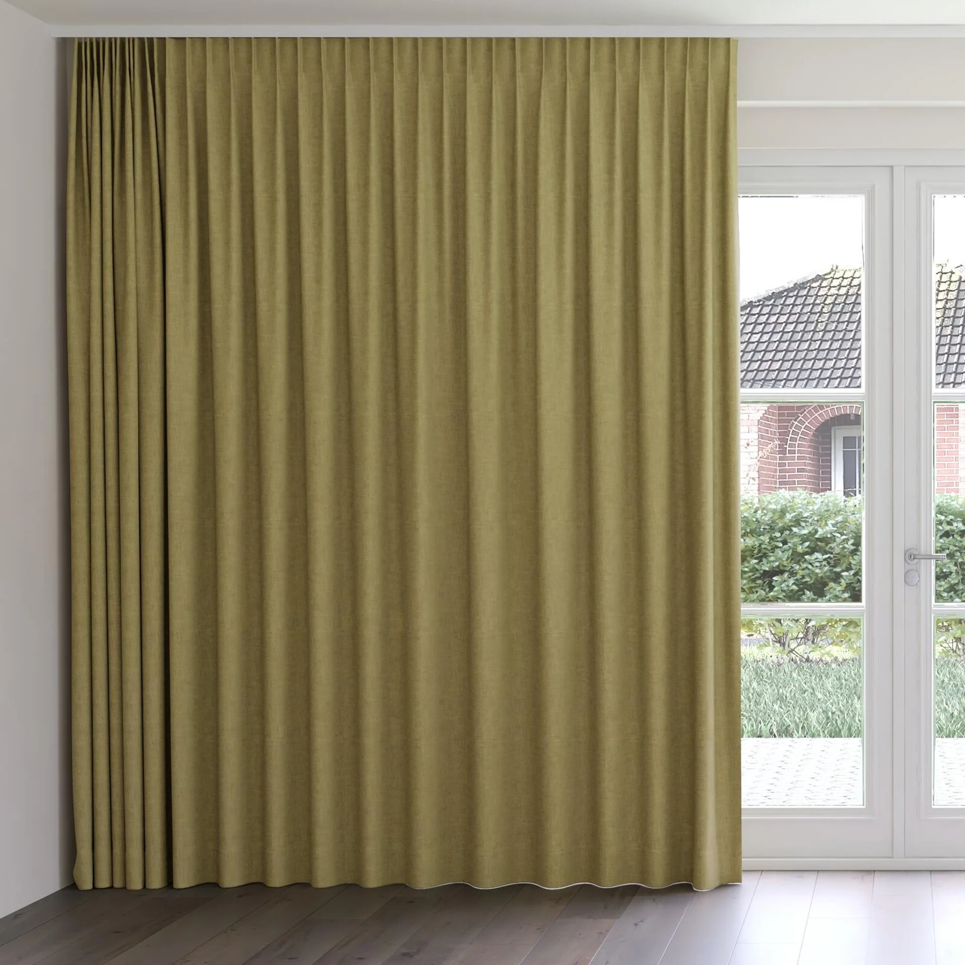 Front view of Mauritius Avocado, on curtain rail