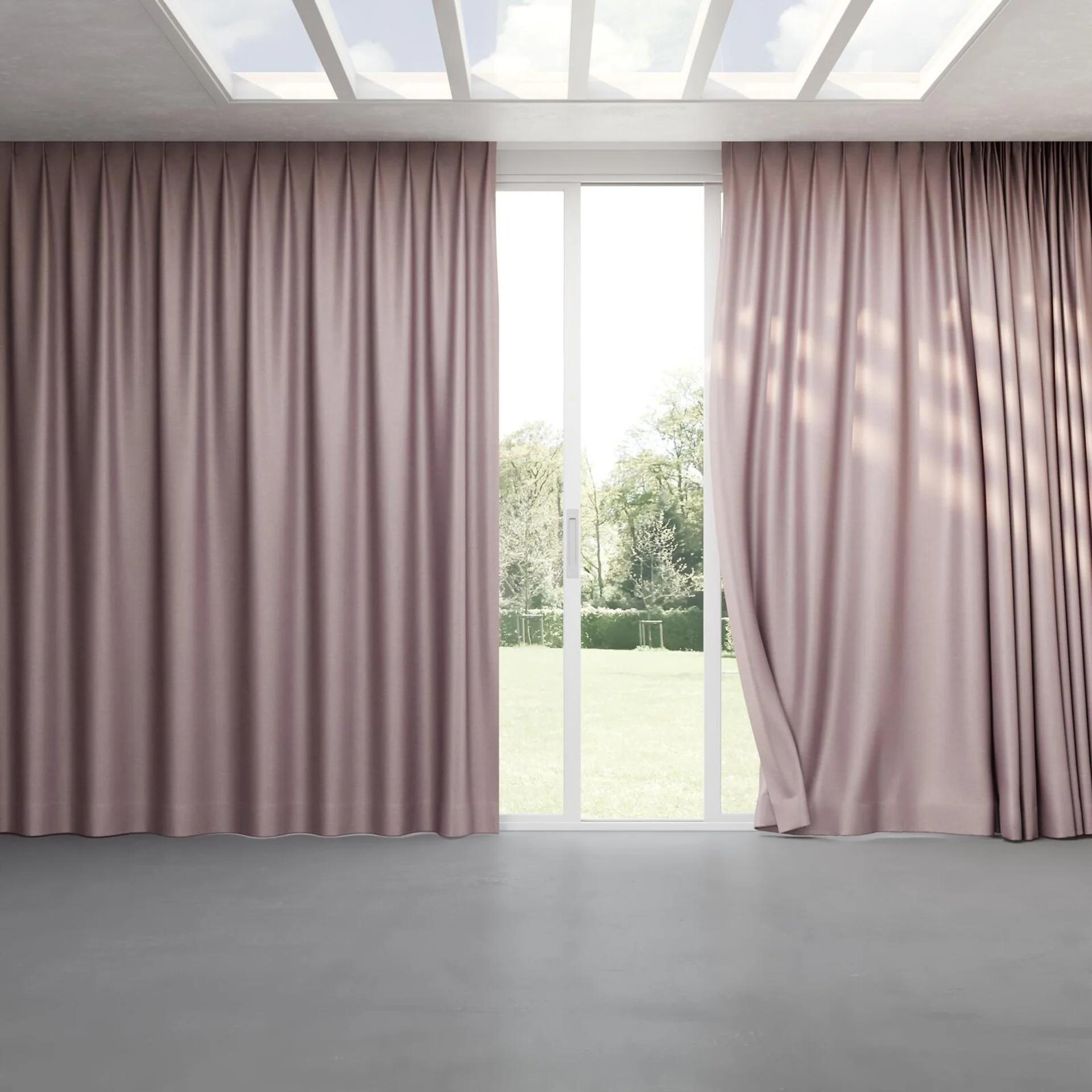 Full view of Provence Orchid, pinch pleat
