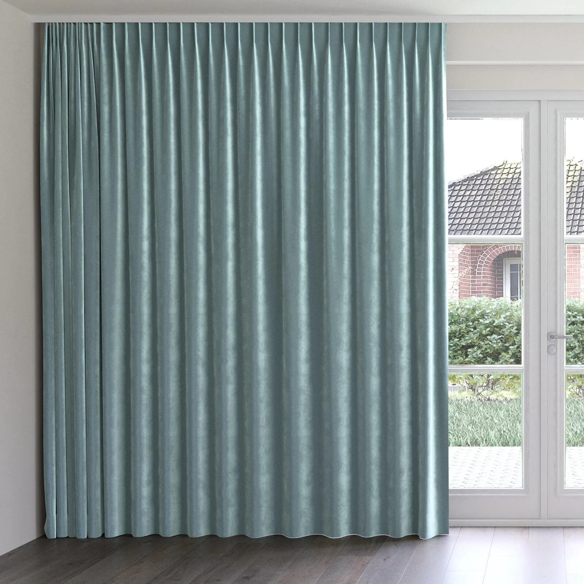 Front view of Velvelux Dragonfly, on curtain rail
