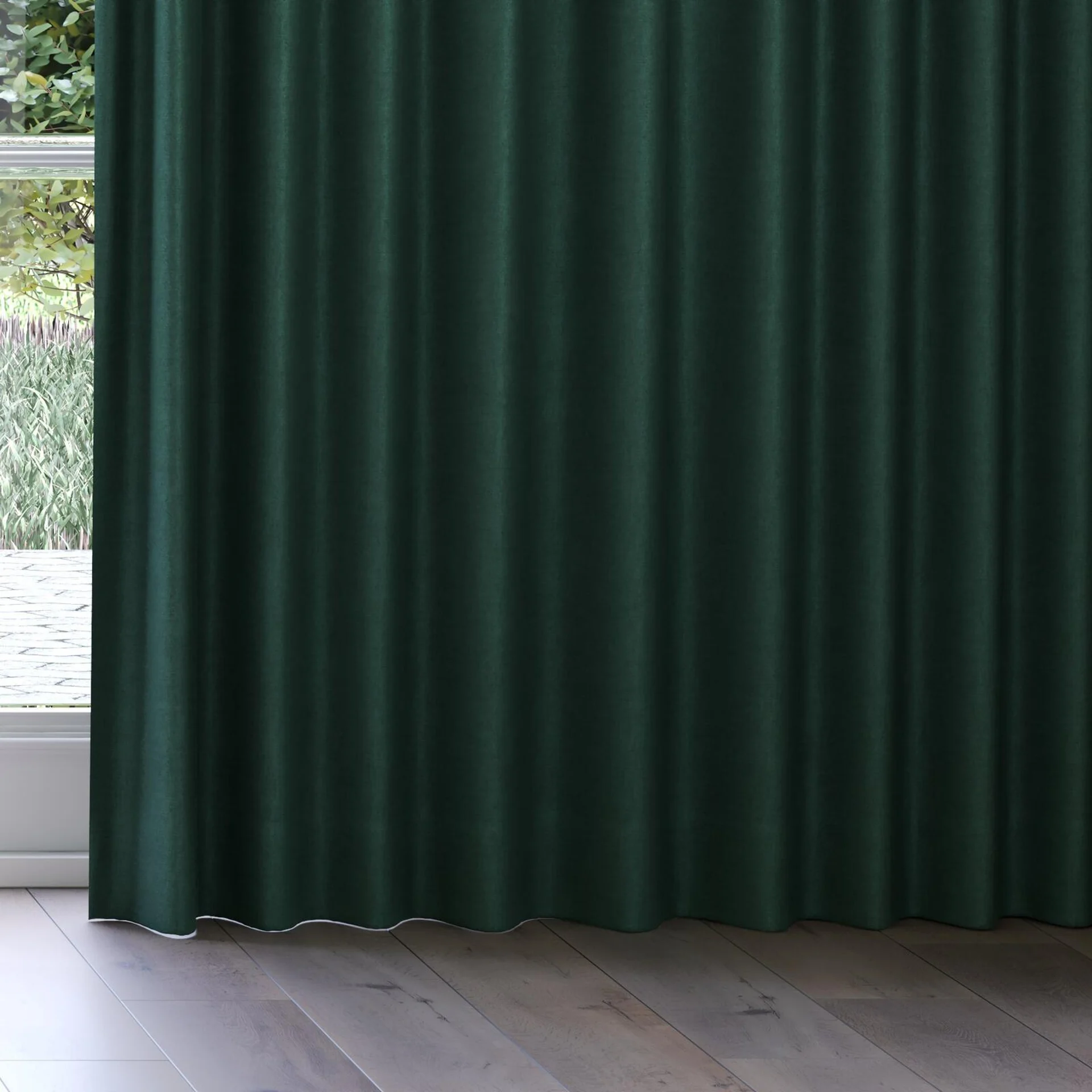 Bottom view of Drama Bottle, on curtain rail