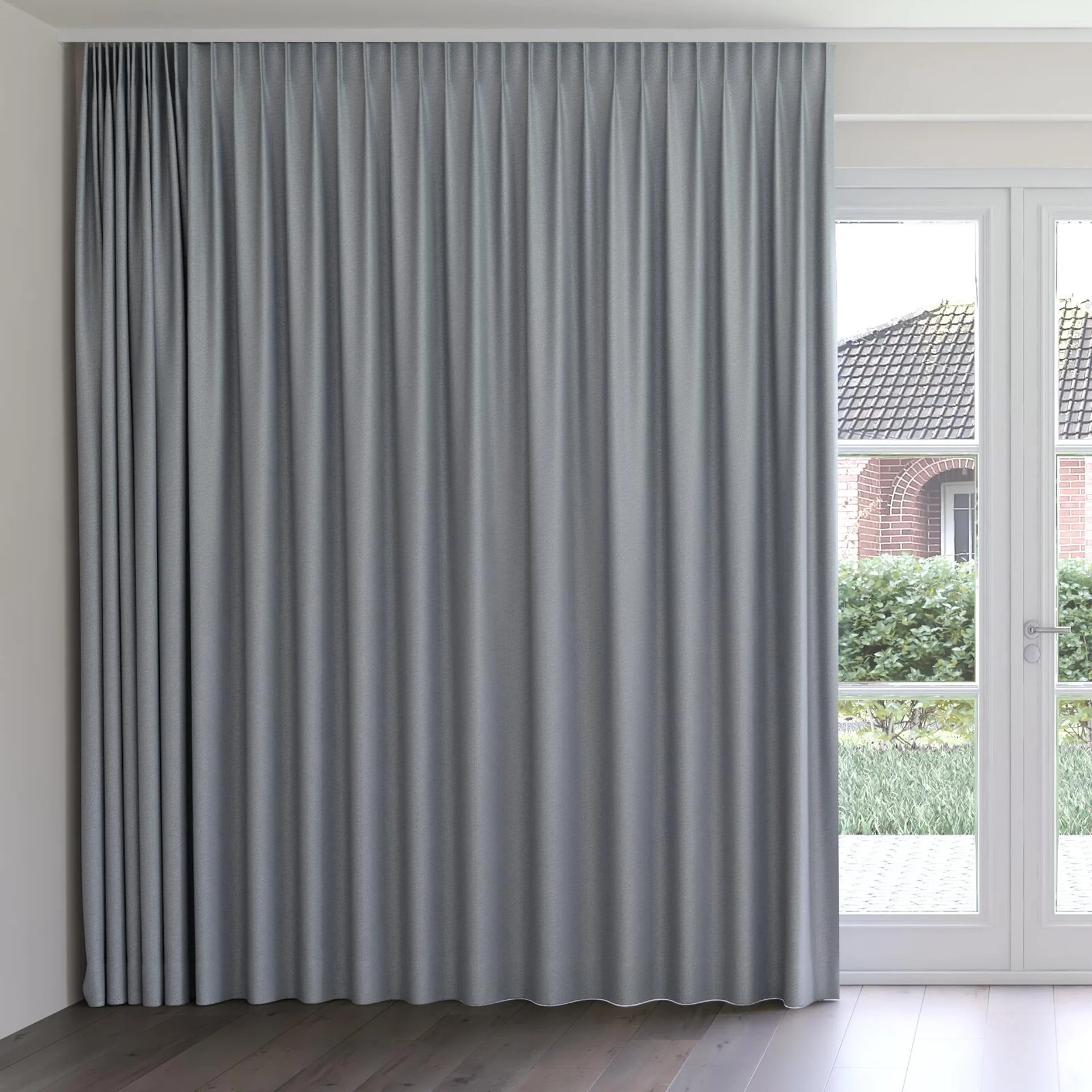 Front view of Kaomoji Mosaic, on curtain rail