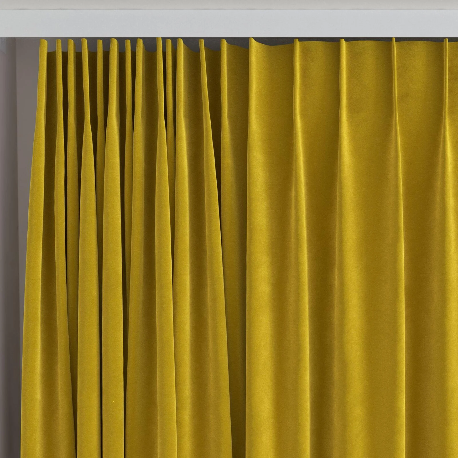 Top view of Lux Velvet Honey 8206, on curtain rail